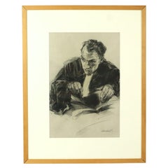 Large Charcoal Drawing Lawyer Art Driesschaert Dated 1974