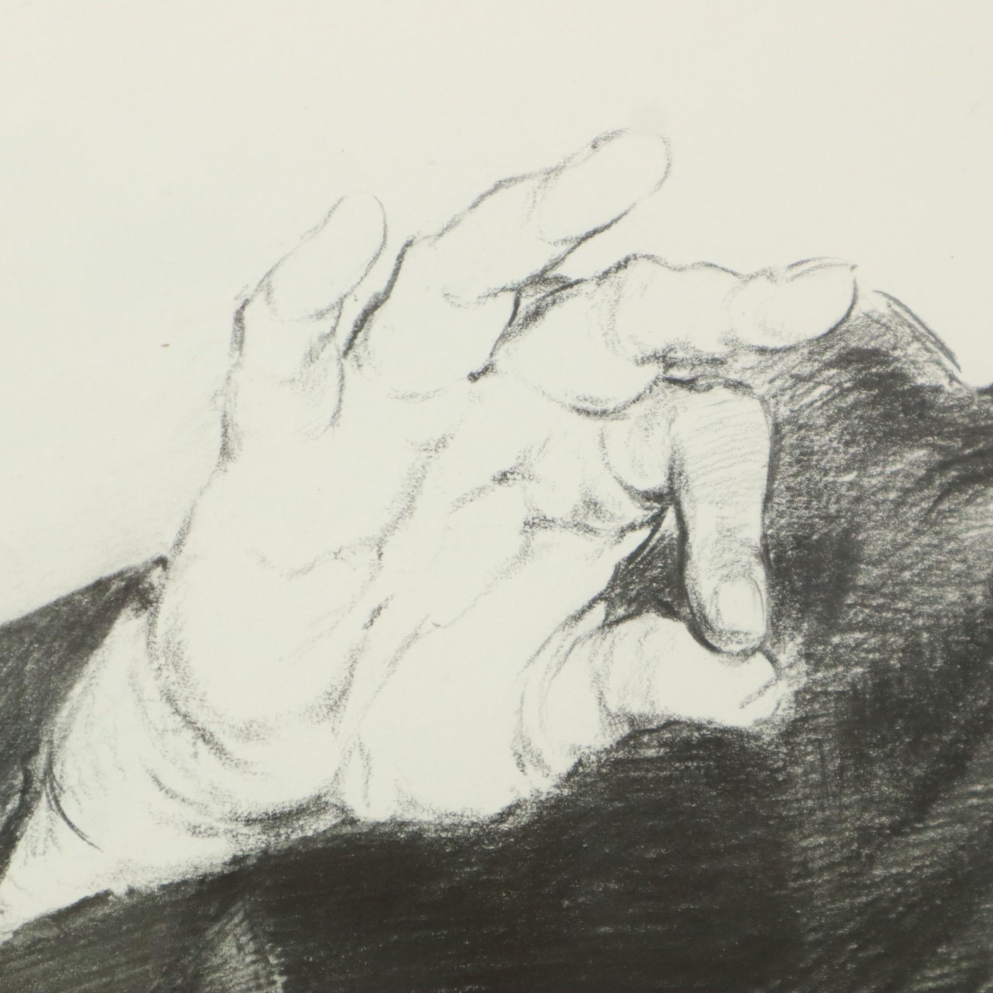Grand dessin de juré pliant au fusain Driesschaert 1974 en vente 4