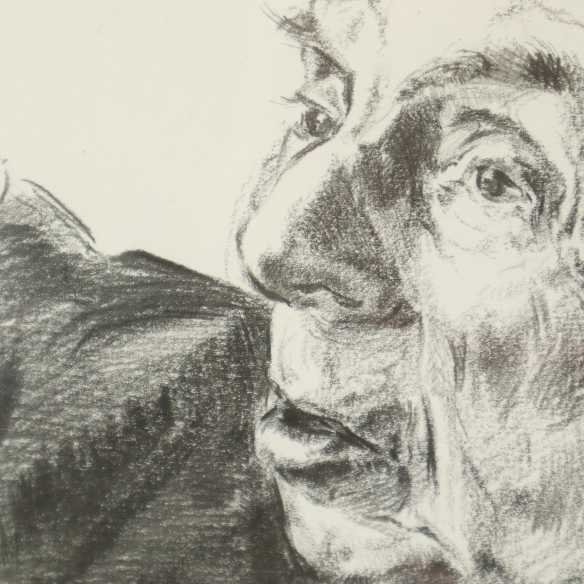 Grand dessin de juré pliant au fusain Driesschaert 1974 en vente 6