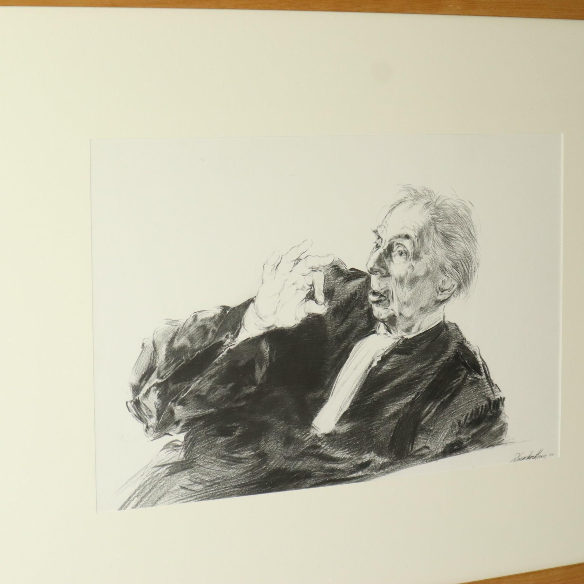 Fait main Grand dessin de juré pliant au fusain Driesschaert 1974 en vente