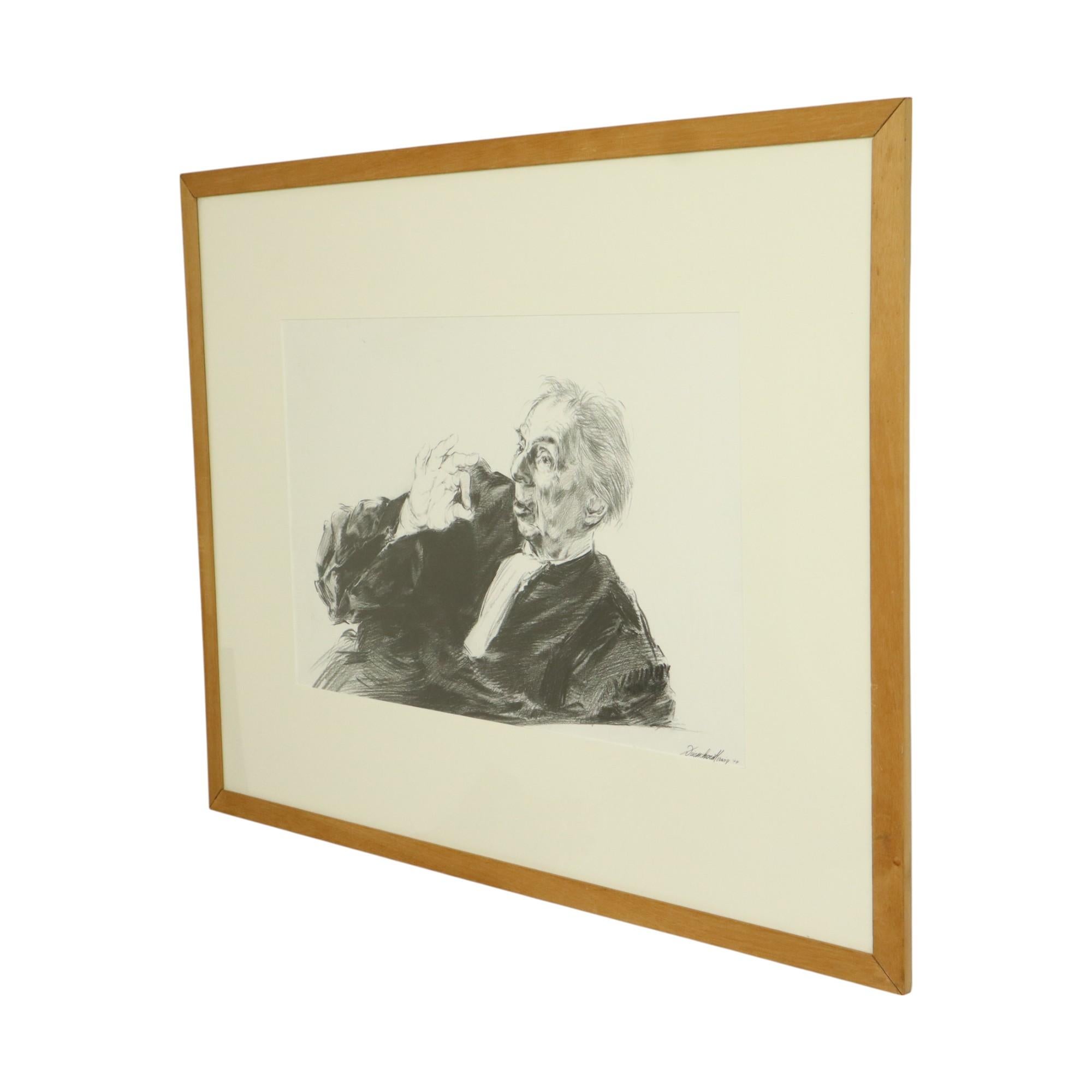 Grand dessin de juré pliant au fusain Driesschaert 1974 Excellent état - En vente à Poperinge, BE