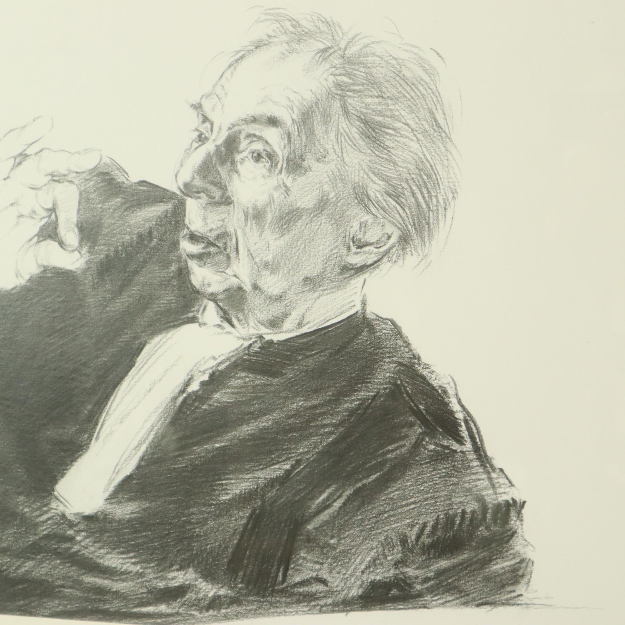 Grand dessin de juré pliant au fusain Driesschaert 1974 en vente 1