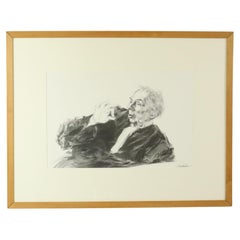 Large Charcoal Drawing Pleading Lawyer Art Driesschaert 1974