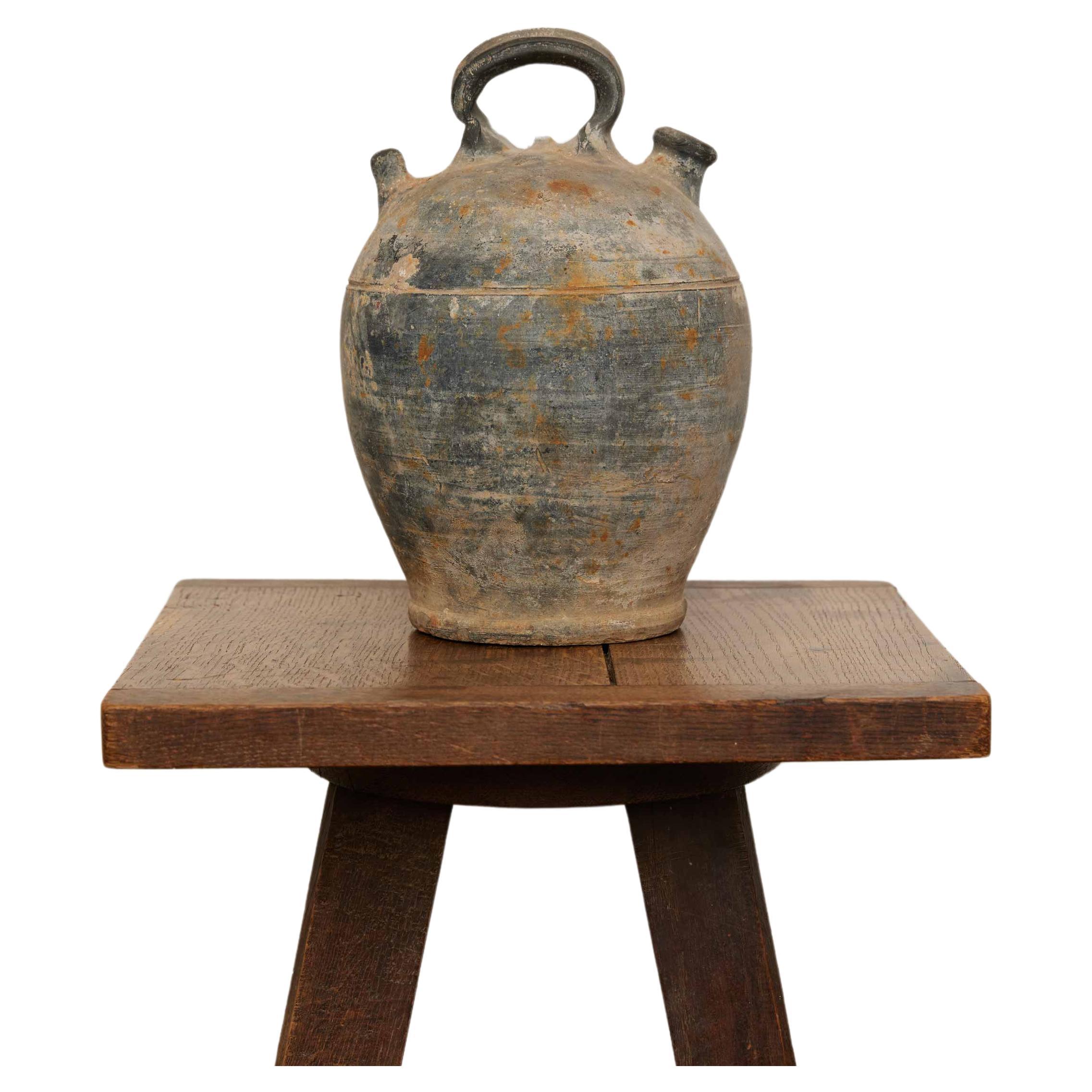 Large Charcoal French Oil Vessel