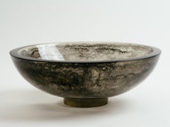 Large Charcoal Resin Pedestal Bowl