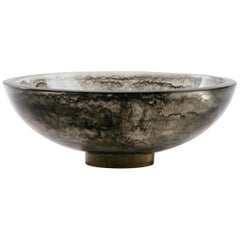 Large Charcoal Resin Pedestal Bowl