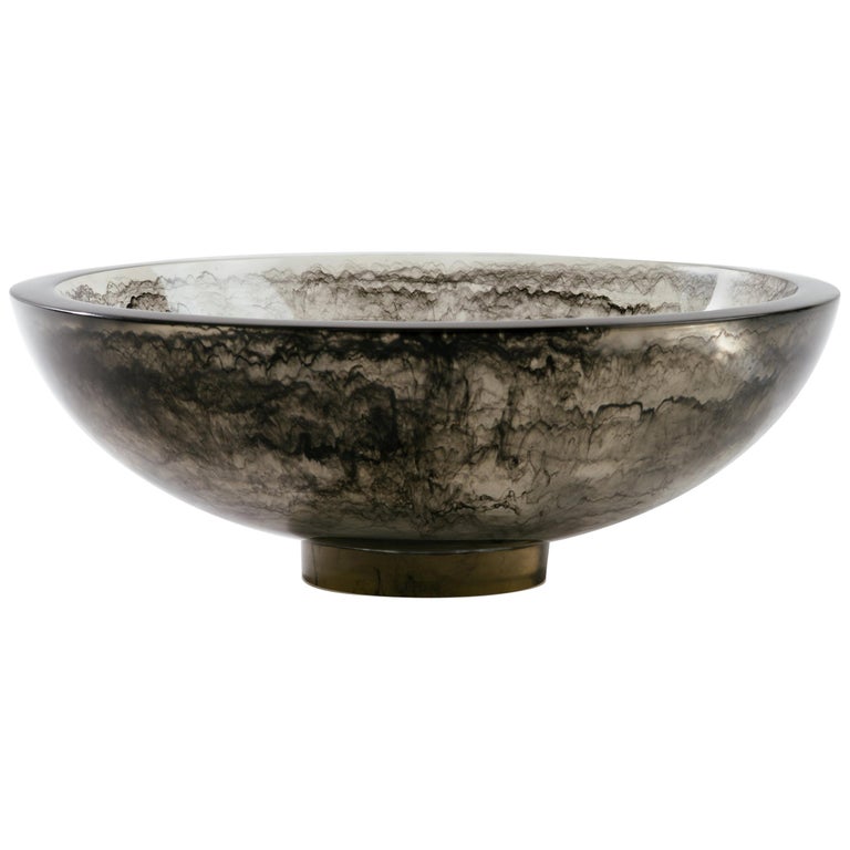 Large Charcoal Resin Pedestal Bowl For Sale at 1stdibs