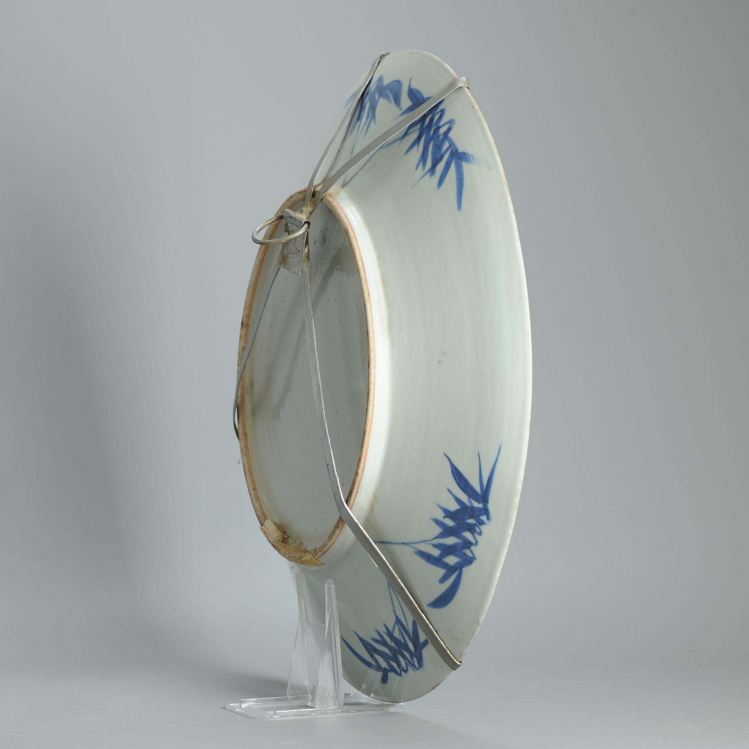 Large Charger Antique late 18th / 19th c Chinese Porcelain Landscape Scene For Sale 8