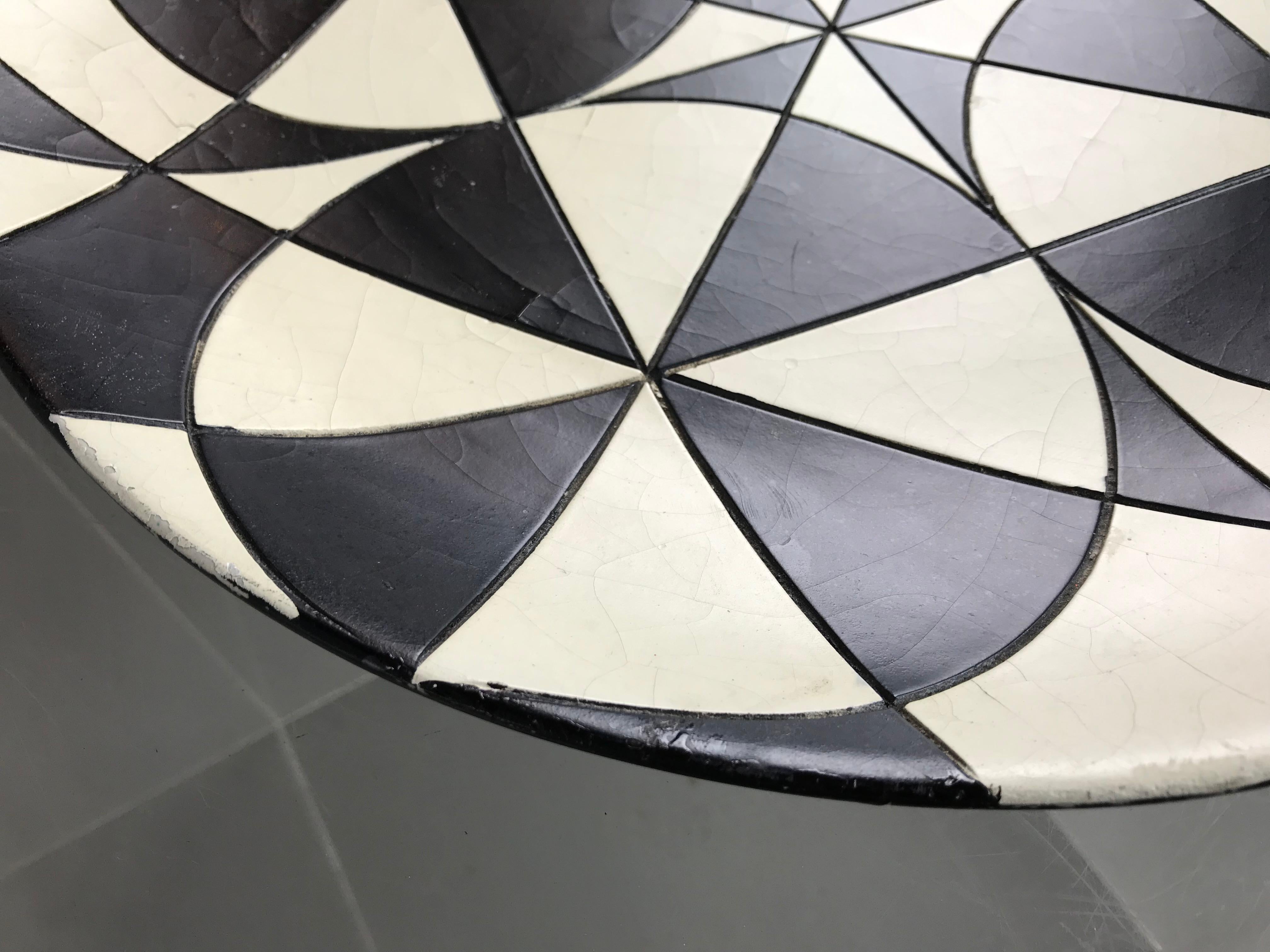 Large Charger Black and White Op Art Ceramic Bowl 4