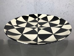 Large Charger Black and White Op Art Ceramic Bowl
