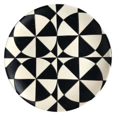 Large Charger Black and White Op Art Ceramic Bowl