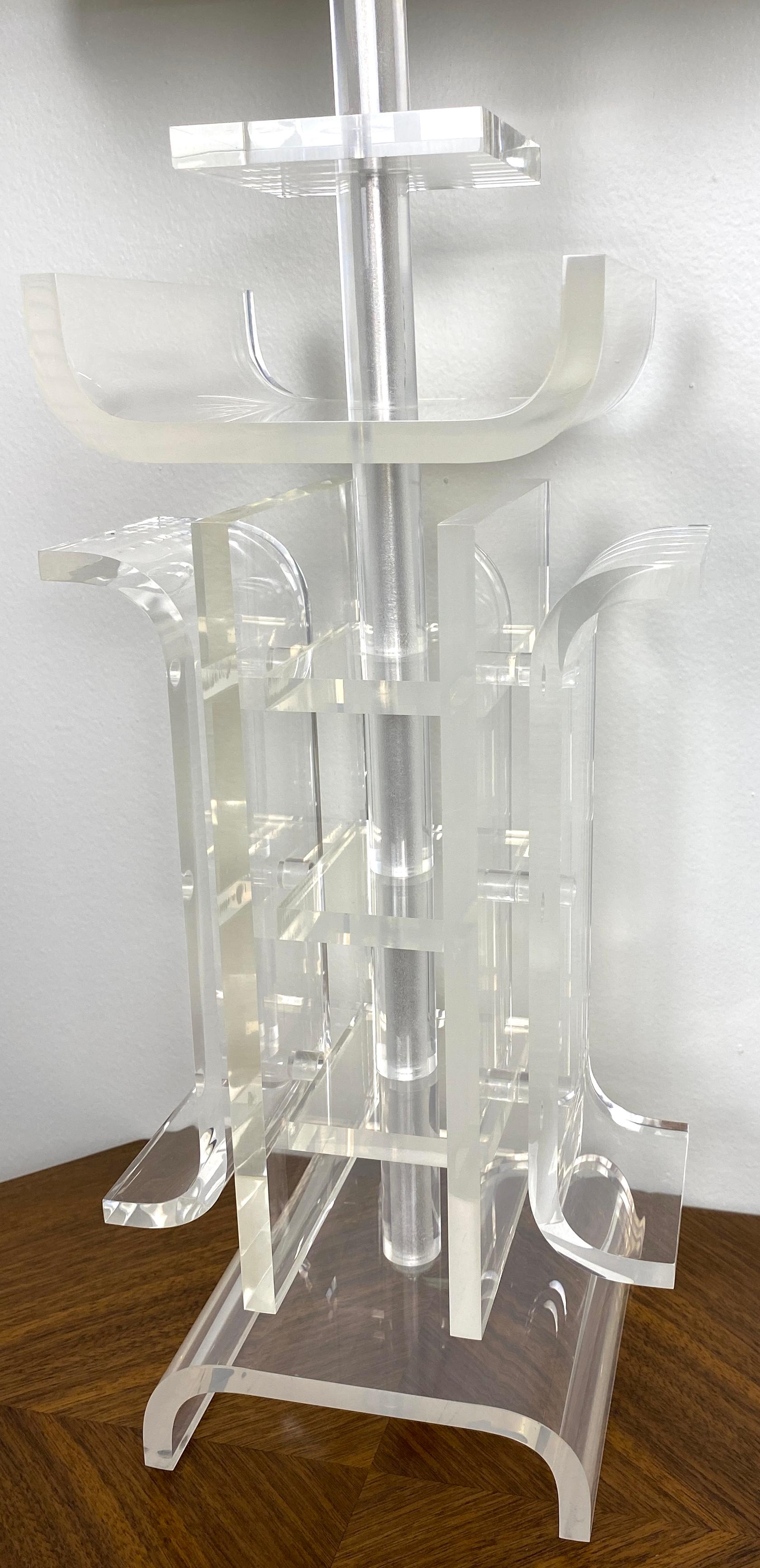 American Charles Hollis Jones Lucite Table Lamp Japanese Inspired Design  For Sale