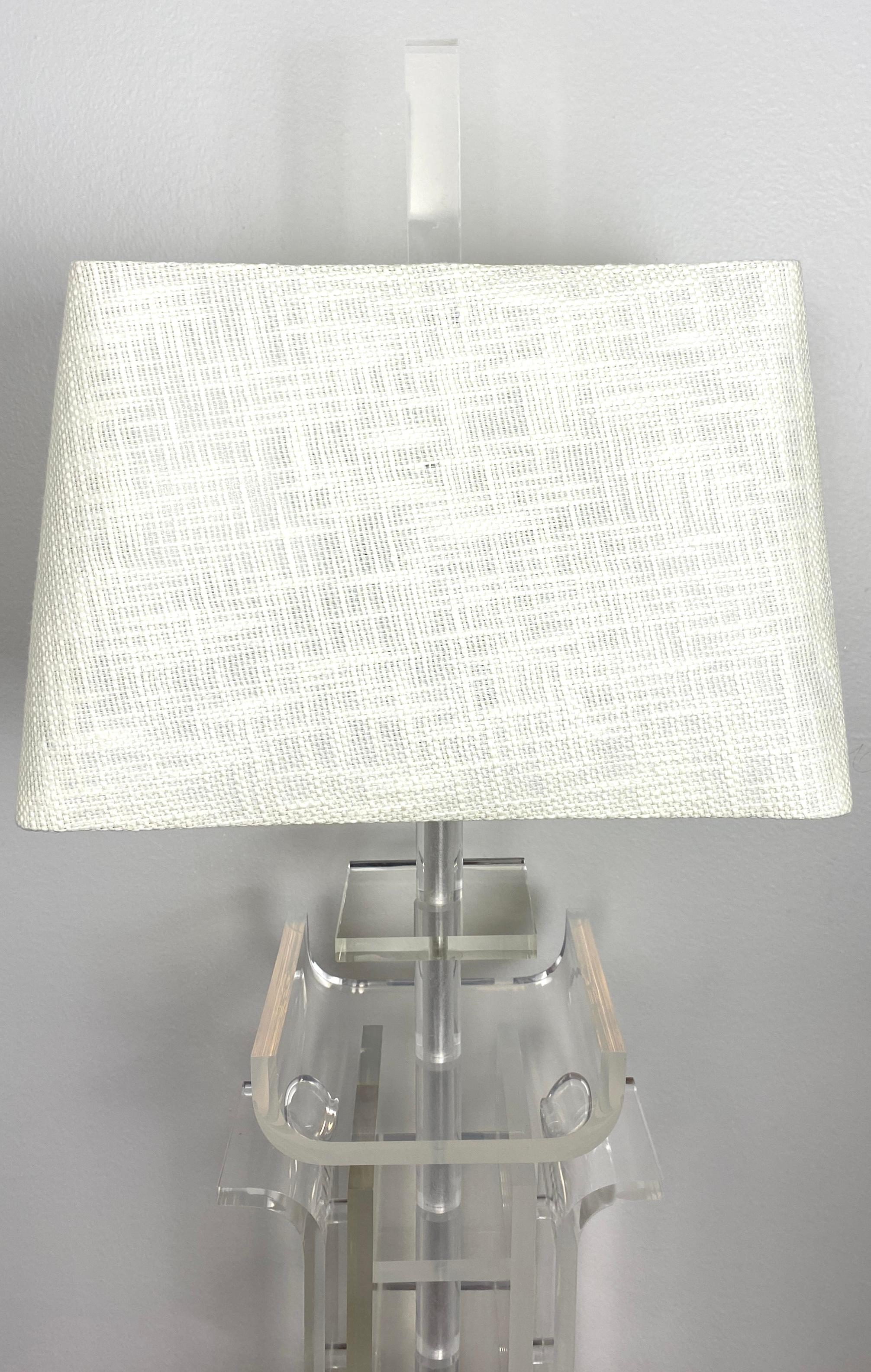 20th Century Charles Hollis Jones Lucite Table Lamp Japanese Inspired Design  For Sale