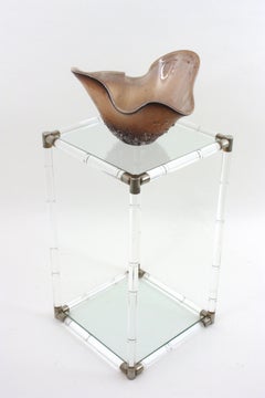 Large Charles Hollis Jones Style Lucite and Glass Coffee Side Table
