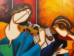 Large Charles Lee Oil on Canvas Painting "Music for Two", Certified