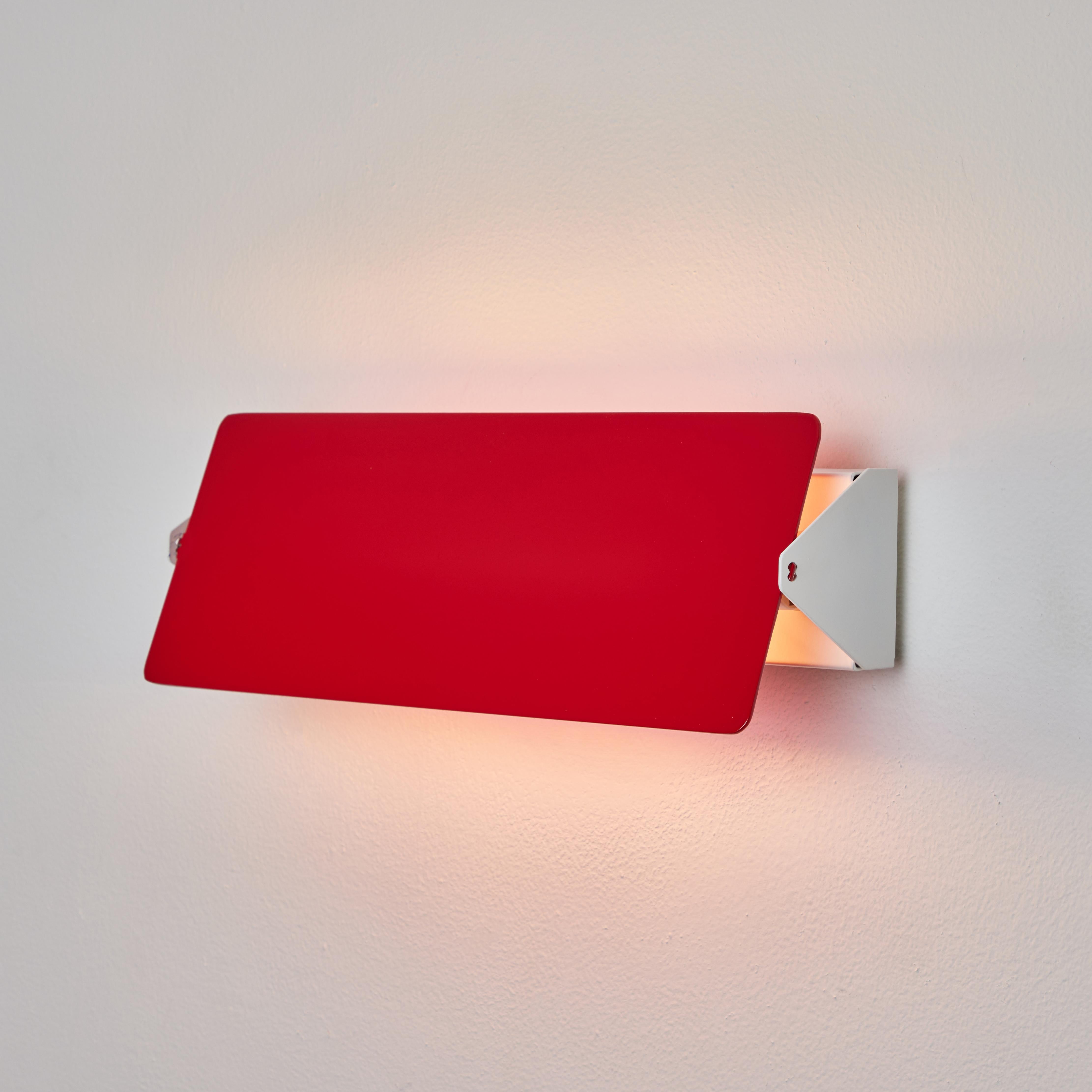 Mid-Century Modern Large Charlotte Perriand 'Applique À Volet Pivotant Double' Wall Light in Red For Sale