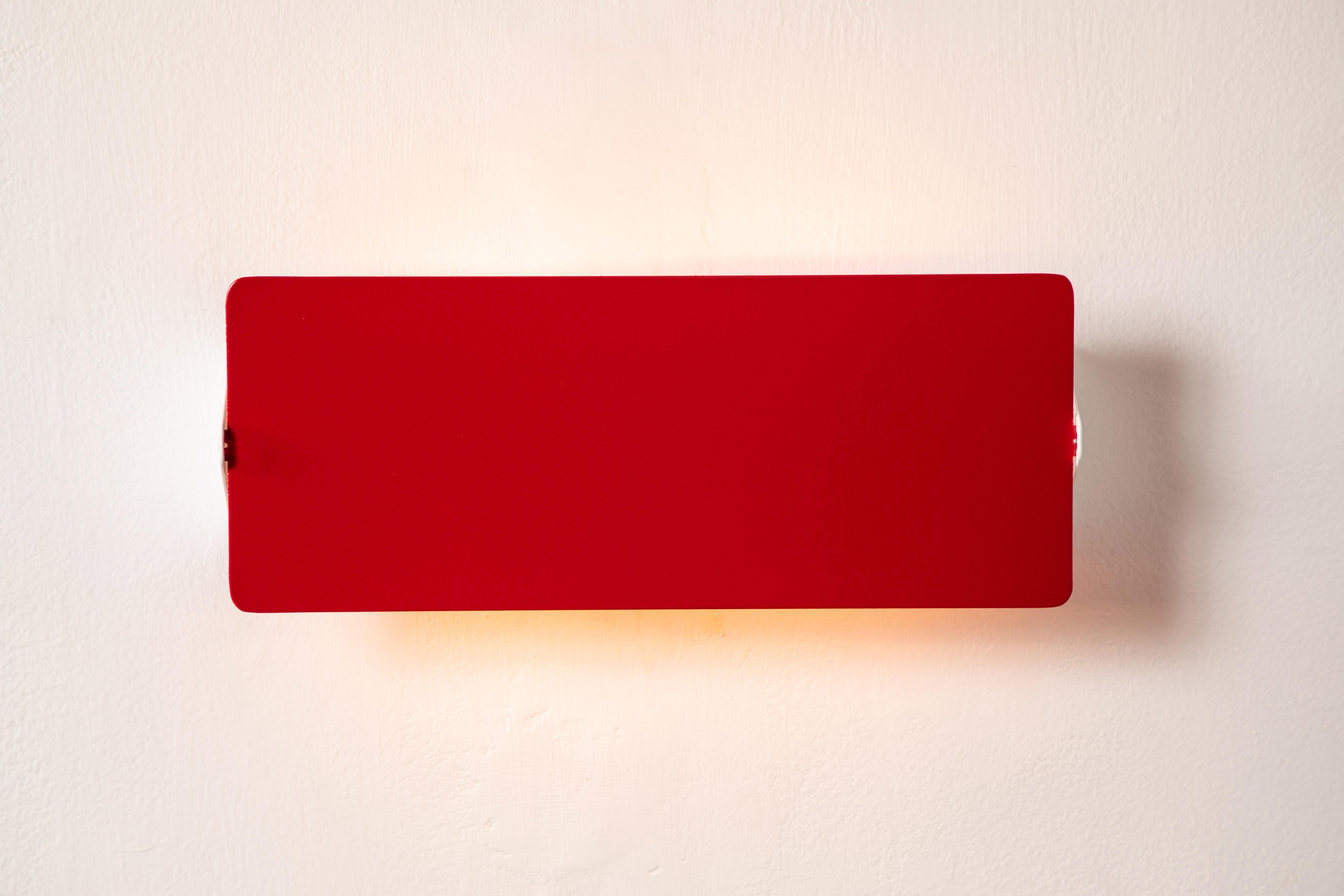 French Large Charlotte Perriand 'Applique À Volet Pivotant Double' Wall Light in Red For Sale