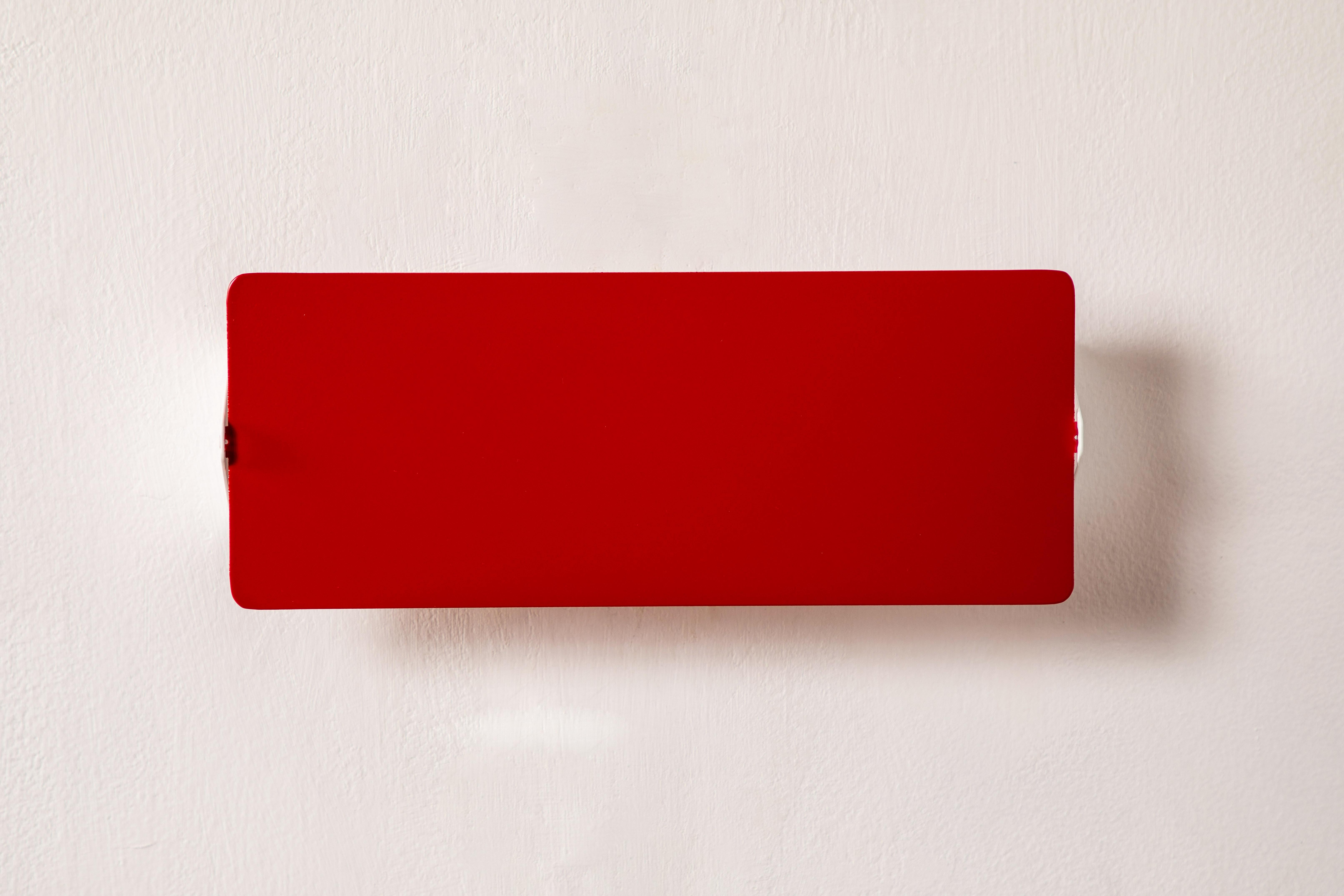 Painted Large Charlotte Perriand 'Applique À Volet Pivotant Double' Wall Light in Red For Sale