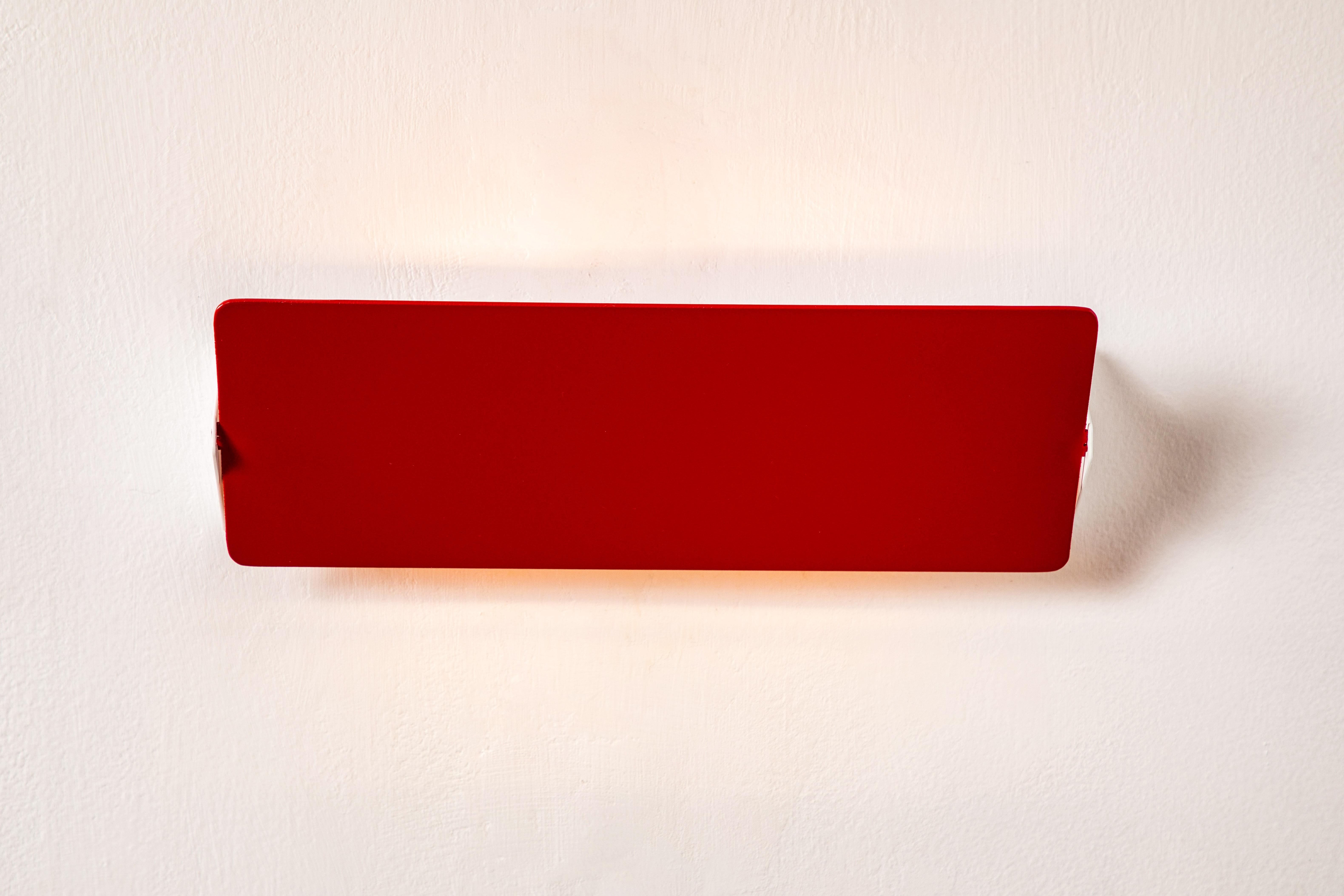 Large Charlotte Perriand 'Applique À Volet Pivotant Double' Wall Light in Red In New Condition For Sale In Glendale, CA