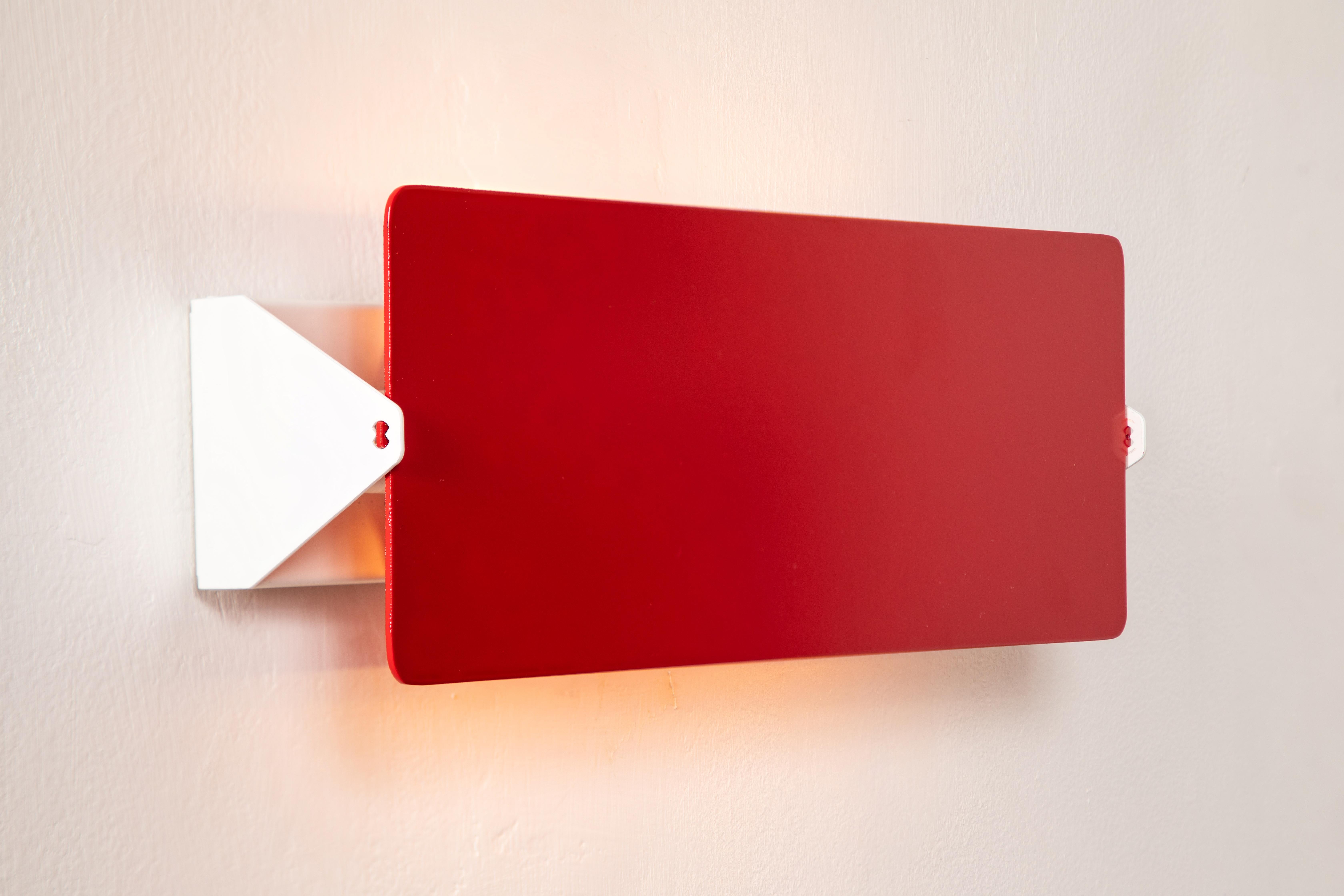 Contemporary Large Charlotte Perriand 'Applique À Volet Pivotant Double' Wall Light in Red For Sale