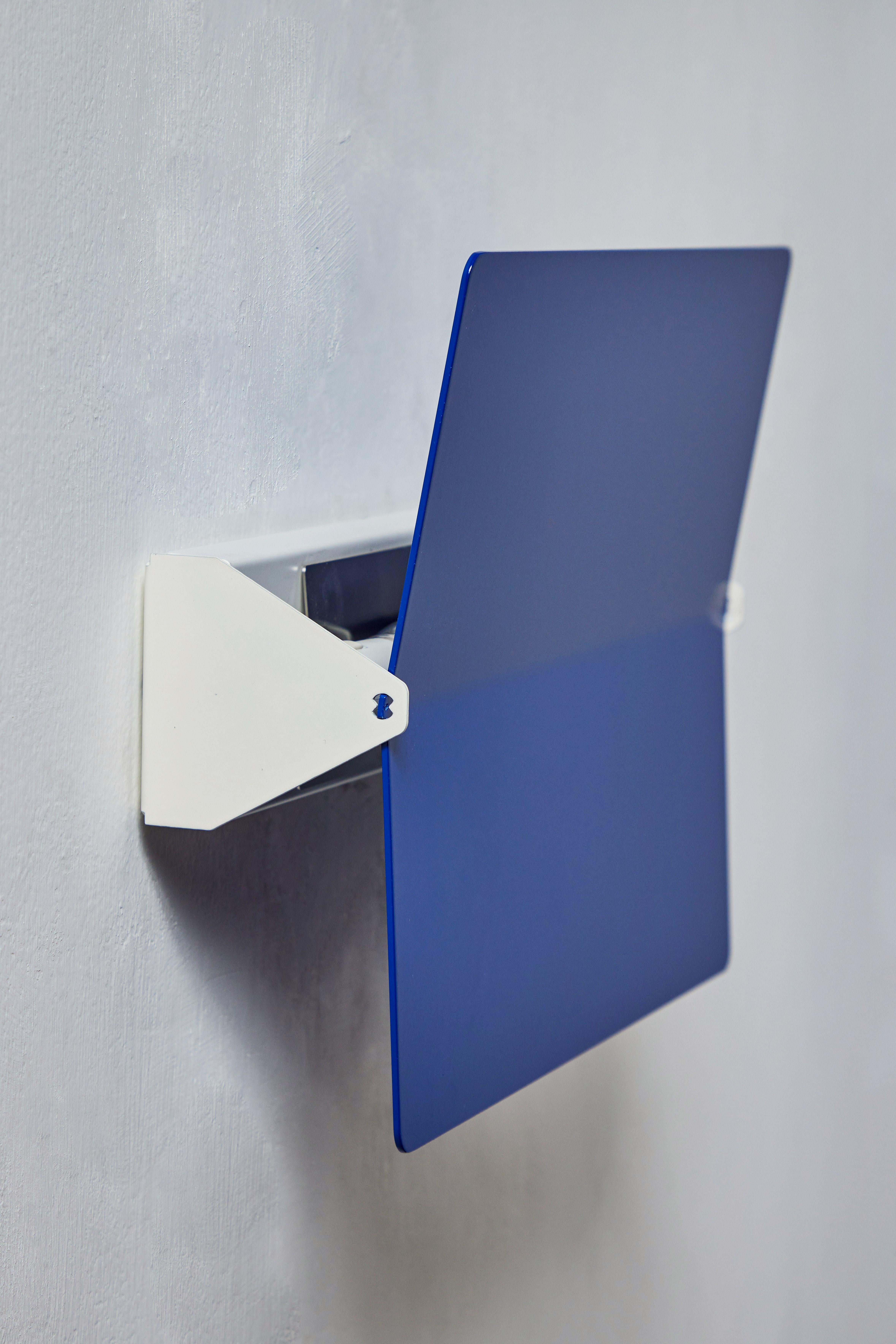 Metal Large Charlotte Perriand 'Applique À Volet Pivotant Plié' Wall Light in Blue For Sale