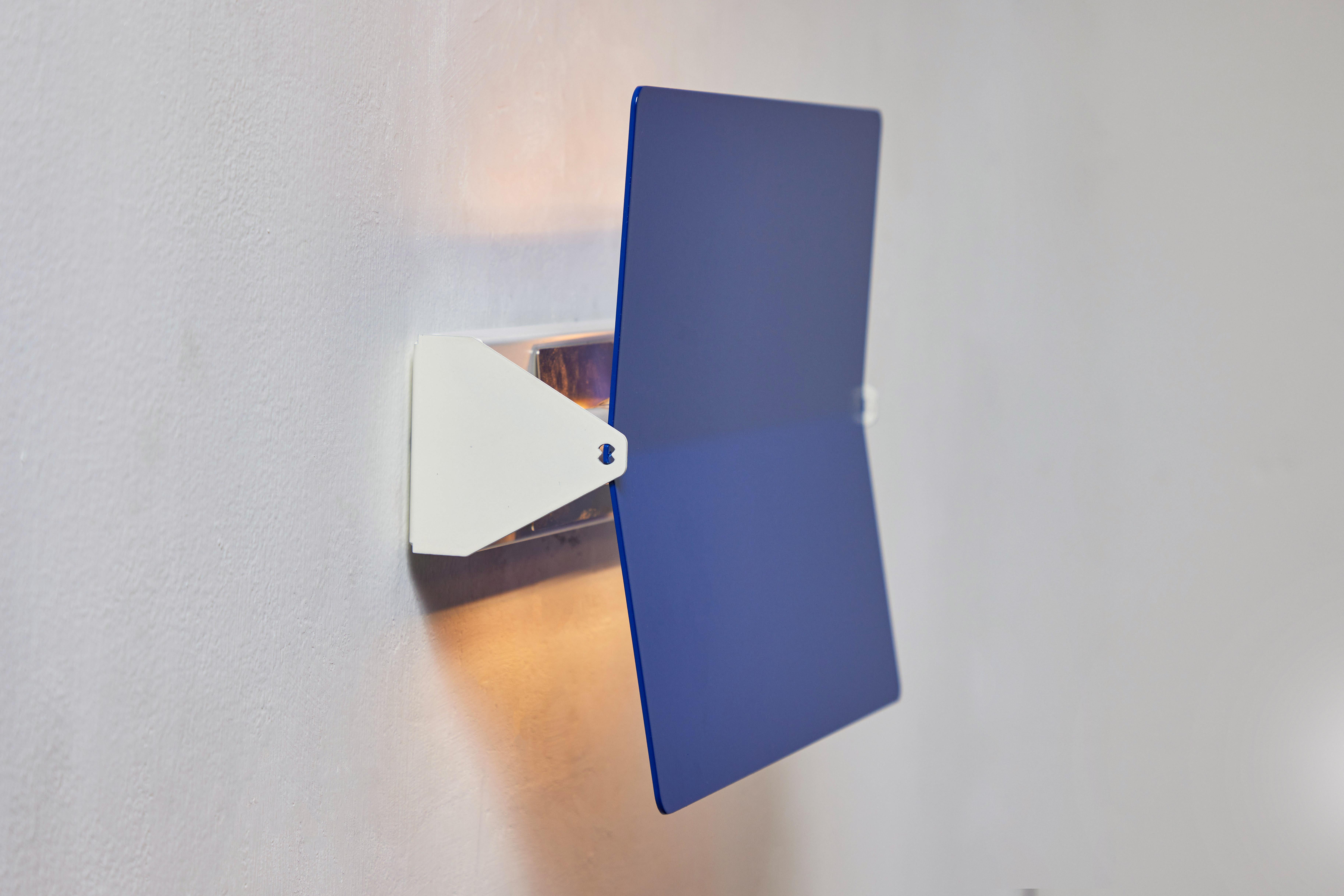 French Large Charlotte Perriand 'Applique À Volet Pivotant Plié' Wall Light in Blue For Sale