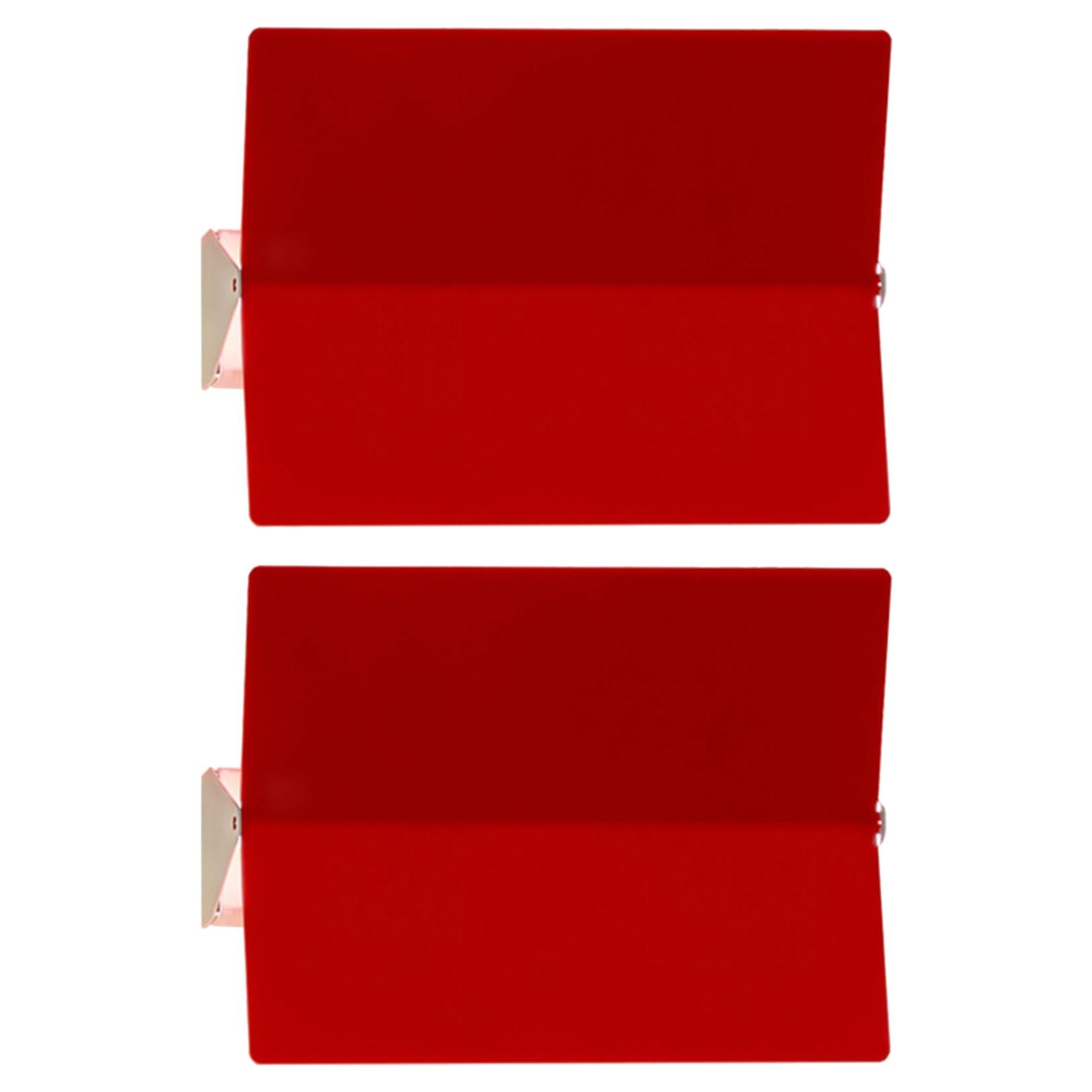 Large Charlotte Perriand 'Applique À Volet Pivotant Plié' Wall Light in Red