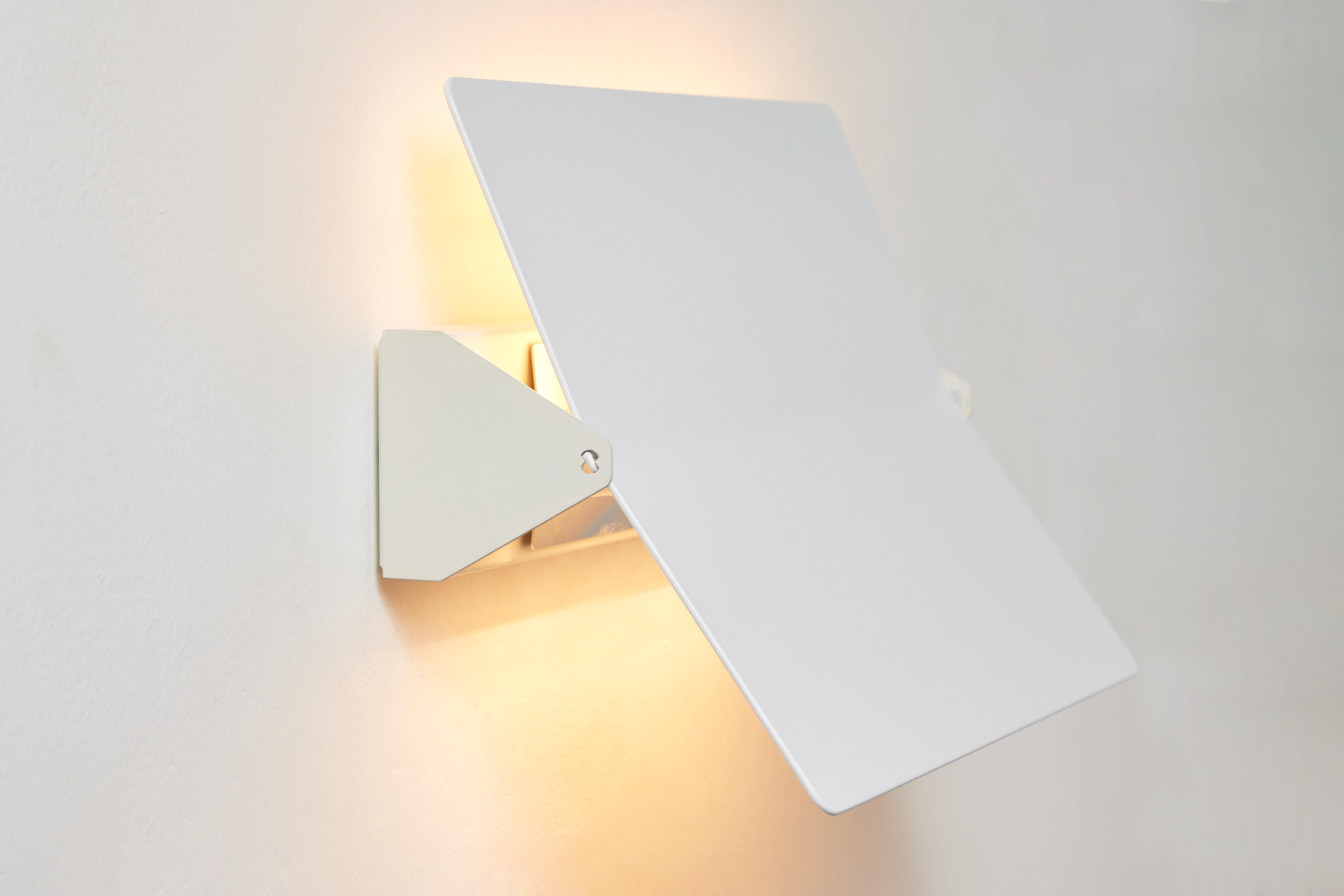 French Large Charlotte Perriand 'Applique À Volet Pivotant Plié' Wall Light in White For Sale