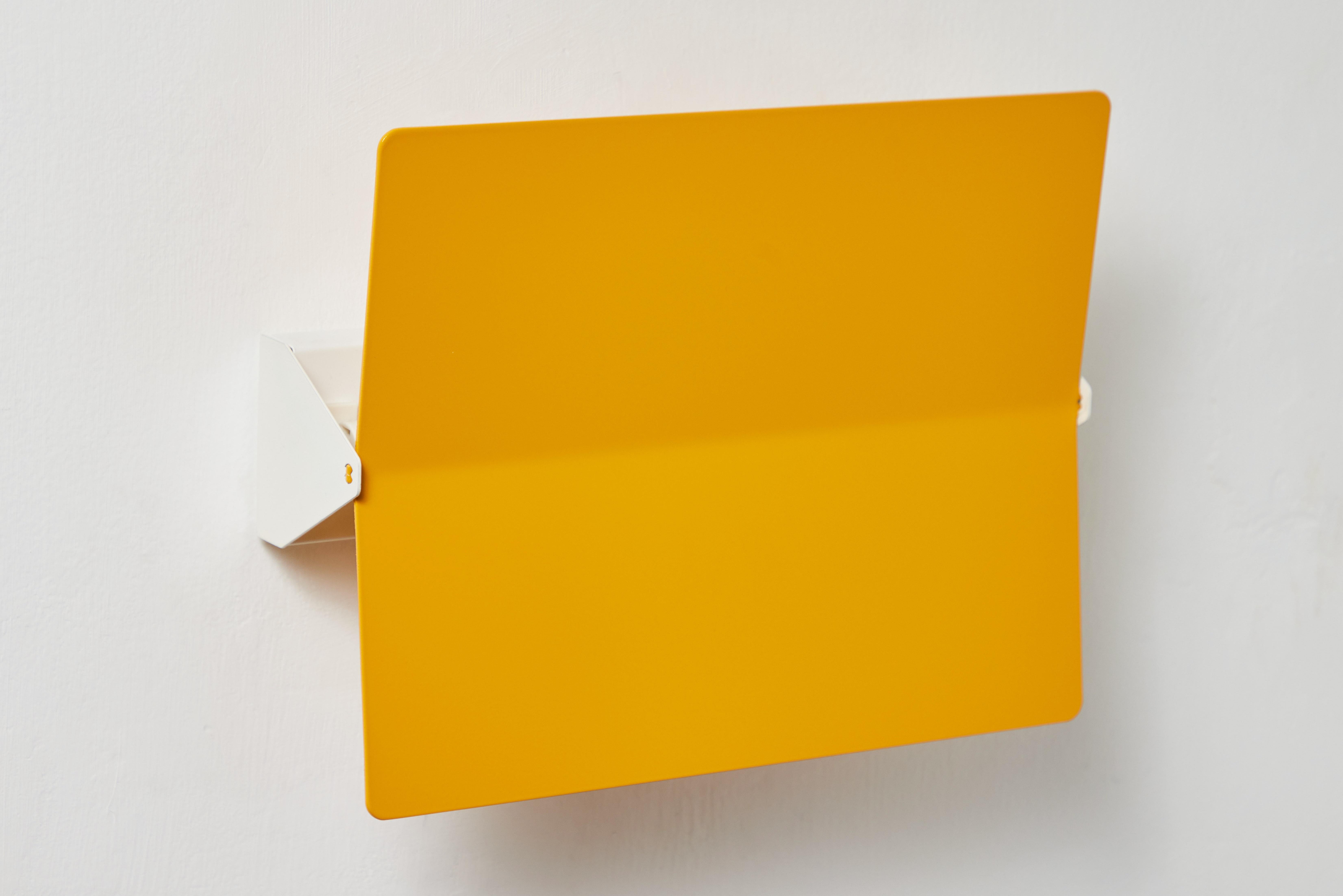 Anodized Large Charlotte Perriand 'Applique À Volet Pivotant Plié' Wall Light in Yellow For Sale