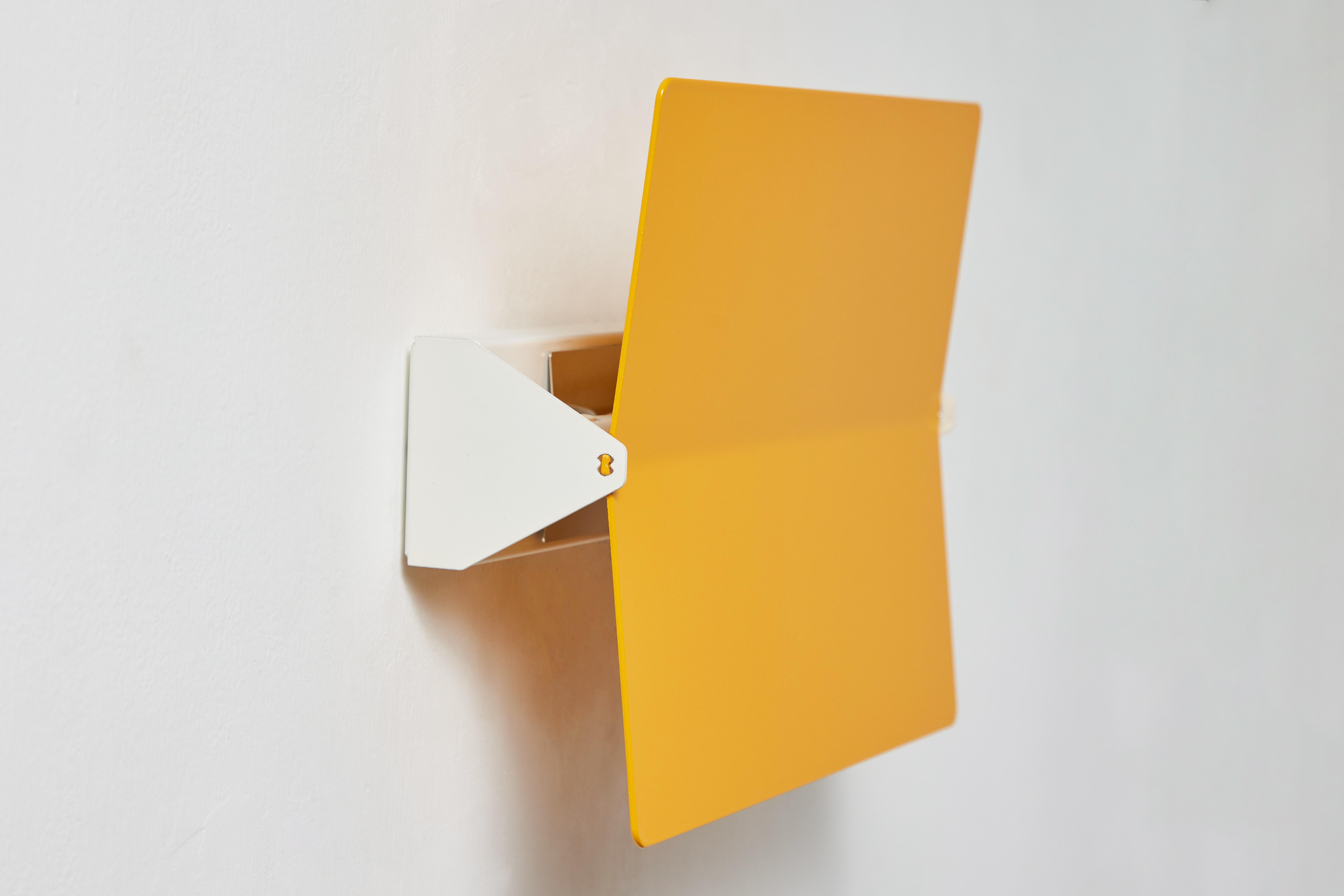 Large Charlotte Perriand 'Applique À Volet Pivotant Plié' Wall Light in Yellow In New Condition For Sale In Glendale, CA