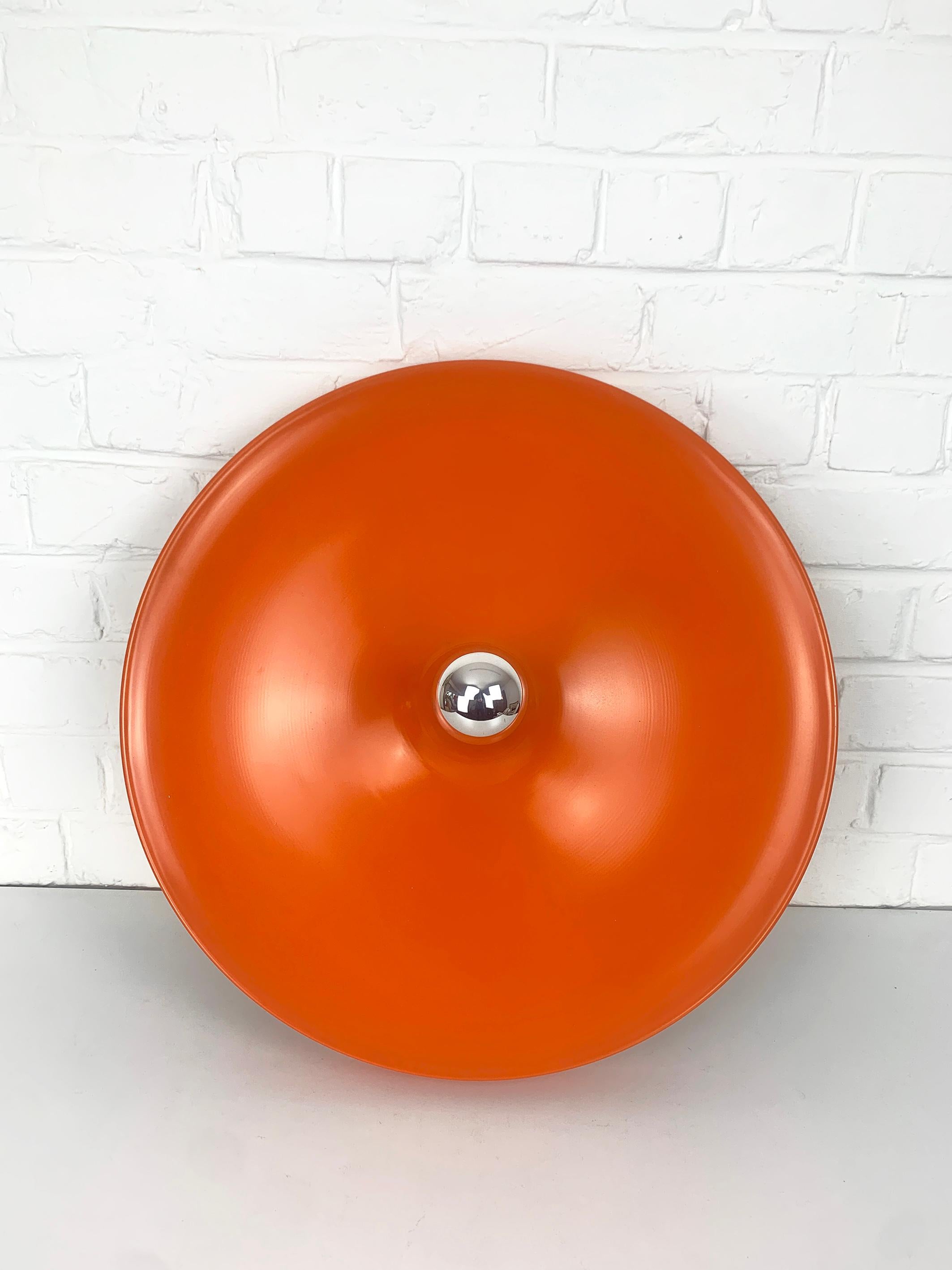 Large Charlotte Perriand Space Age Flush Sconce Disc Wall Light, Germany, 1960s In Good Condition For Sale In Vorst, BE
