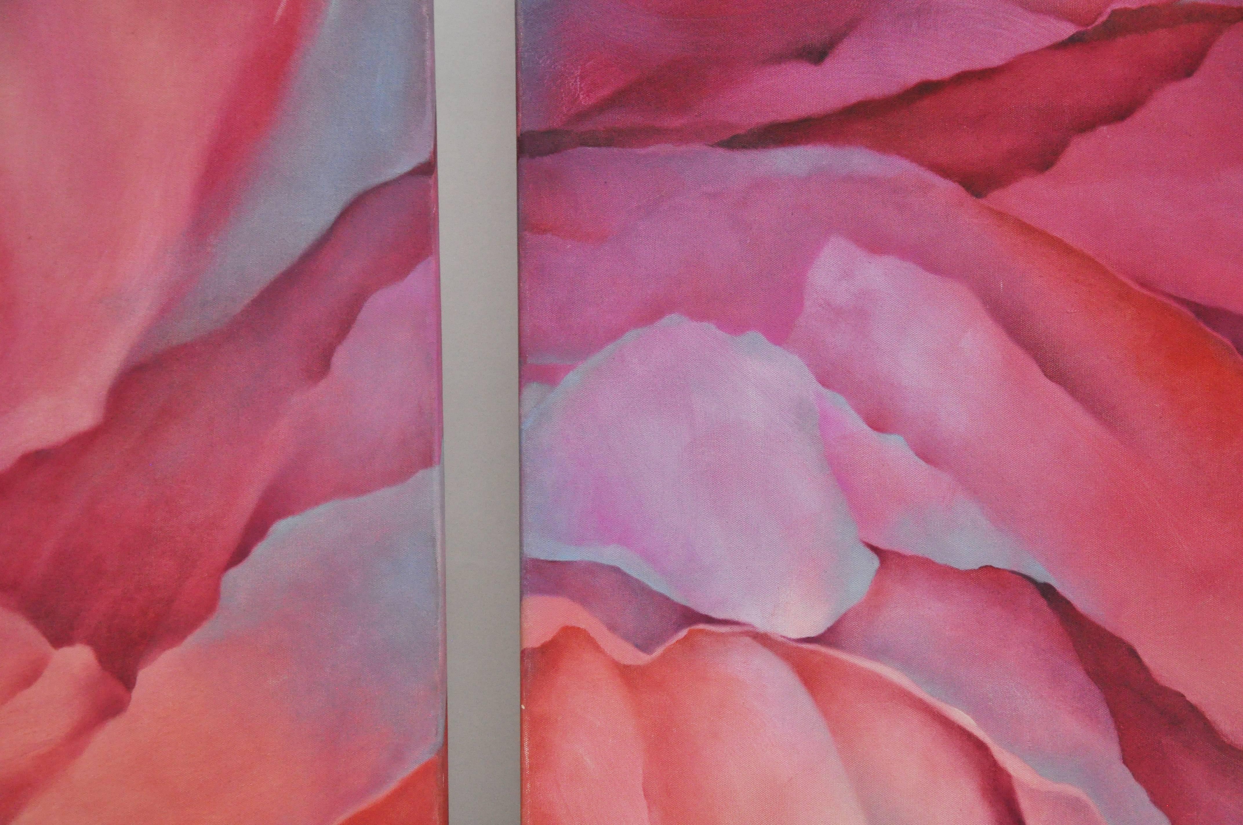 Large Charlotte Segal Acrylic on Canvas Companion Paintings In Good Condition In Geneva, IL