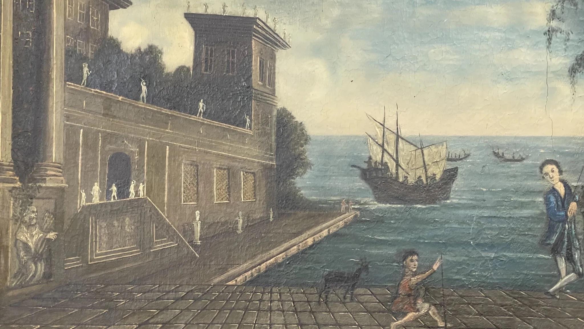 Großes, charmantes naives Gemälde von Venedig aus dem 18. Jahrhundert (Europäisch) im Angebot