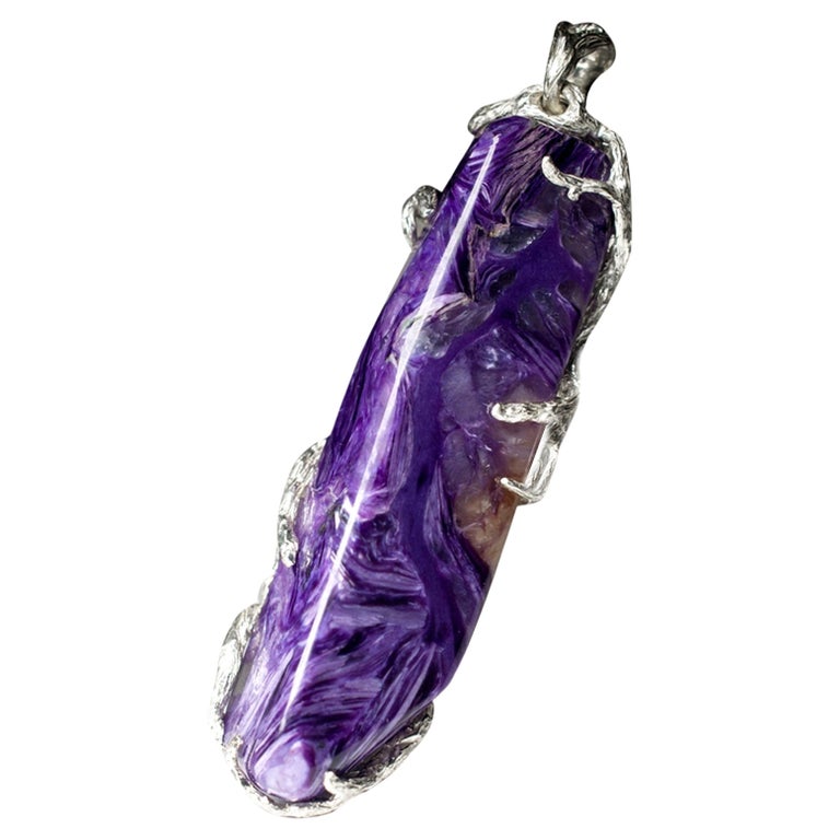 Sterling Silver Charoite Freeform Pendants Sterling Silver Charoite Freeform Pendants