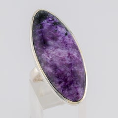 Grande bague en argent en charoïte