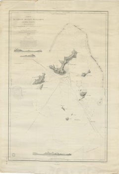 Large Chart of the Gambier Islands, Tuamotu Archipelago, French Polynesia