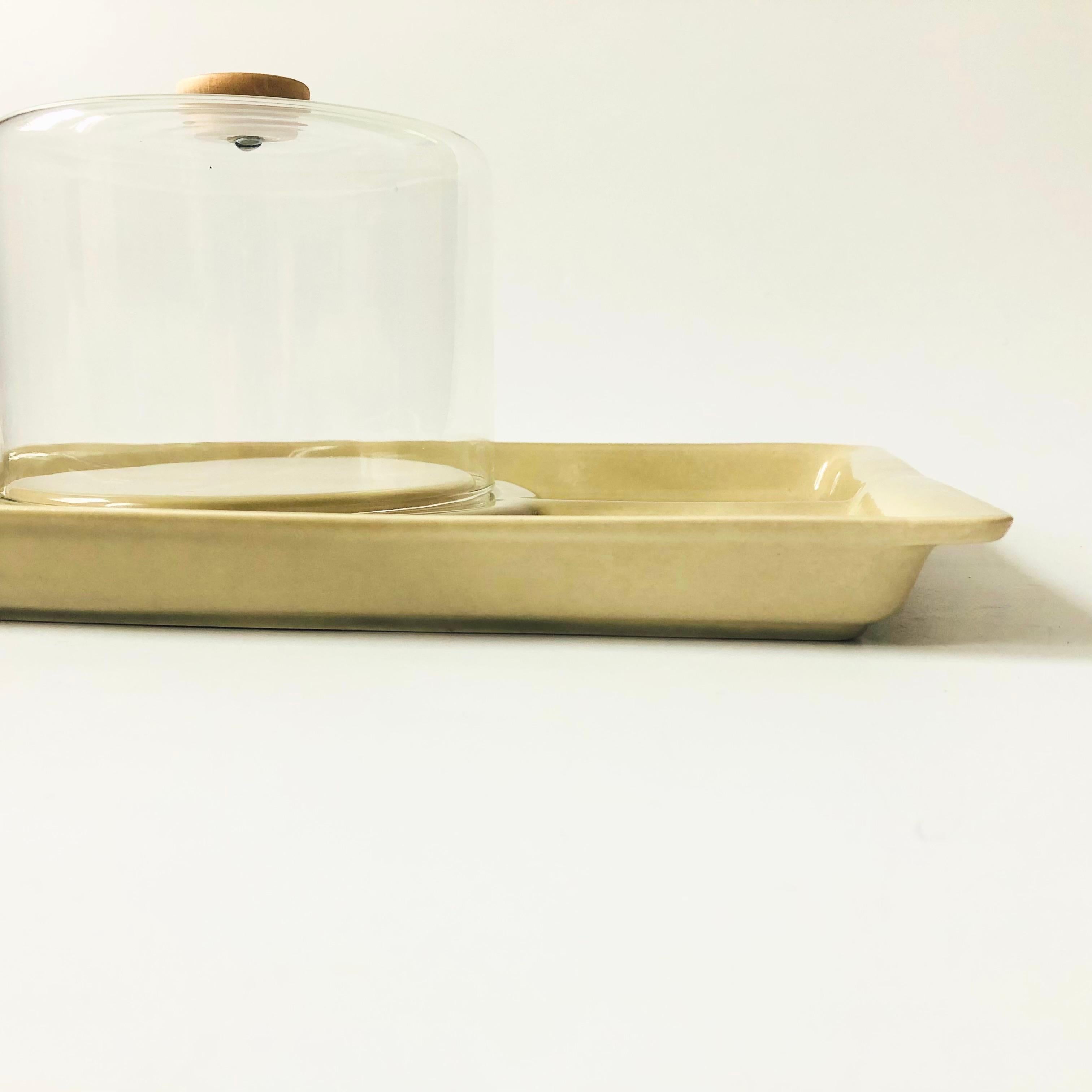 20th Century Large Cheese and Cracker Tray with Cloche For Sale