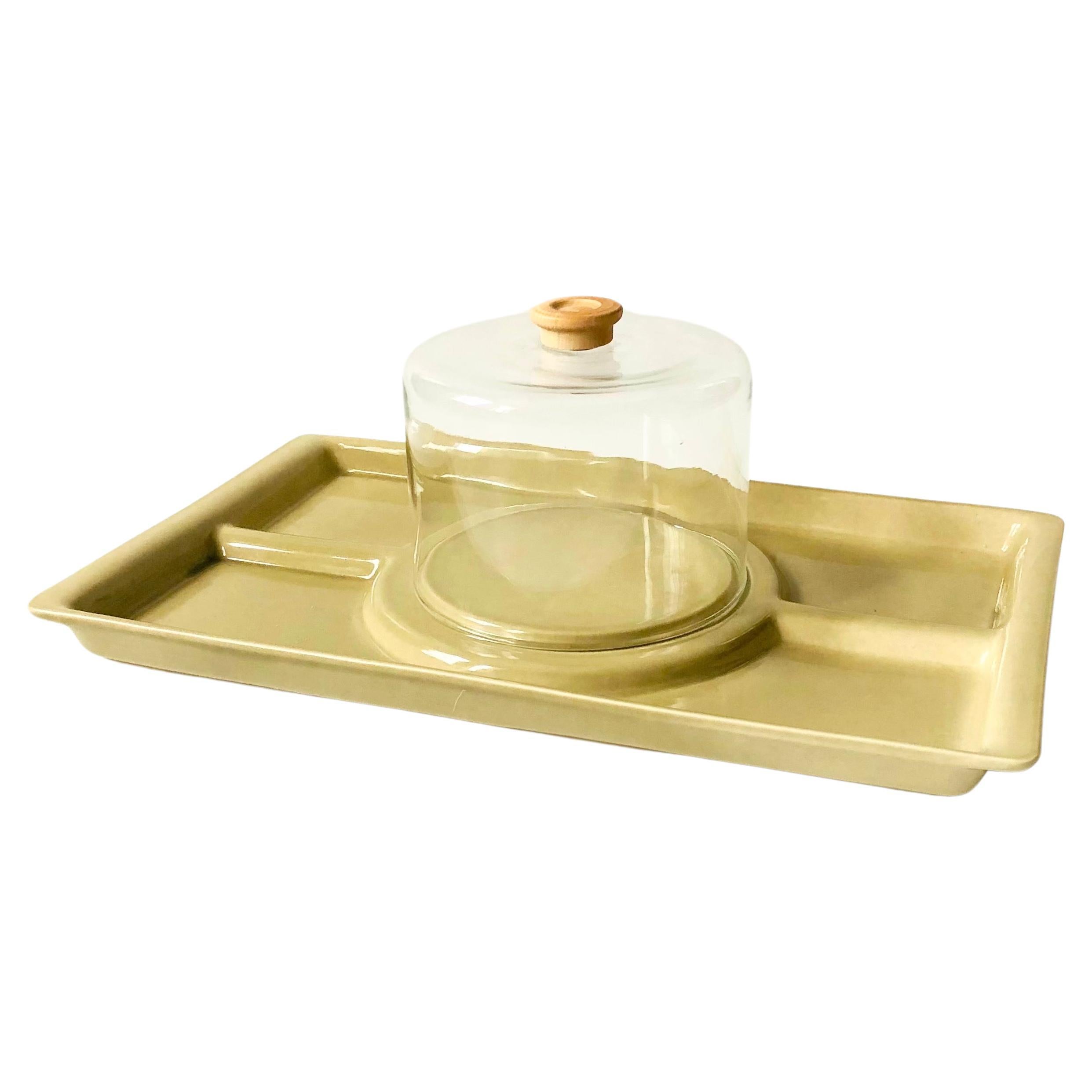 Large Cheese and Cracker Tray with Cloche For Sale