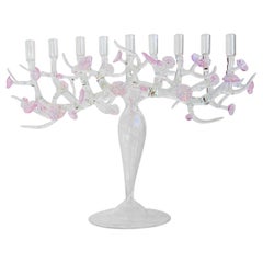 Cherry Blossom Menorah Glass Sculpture