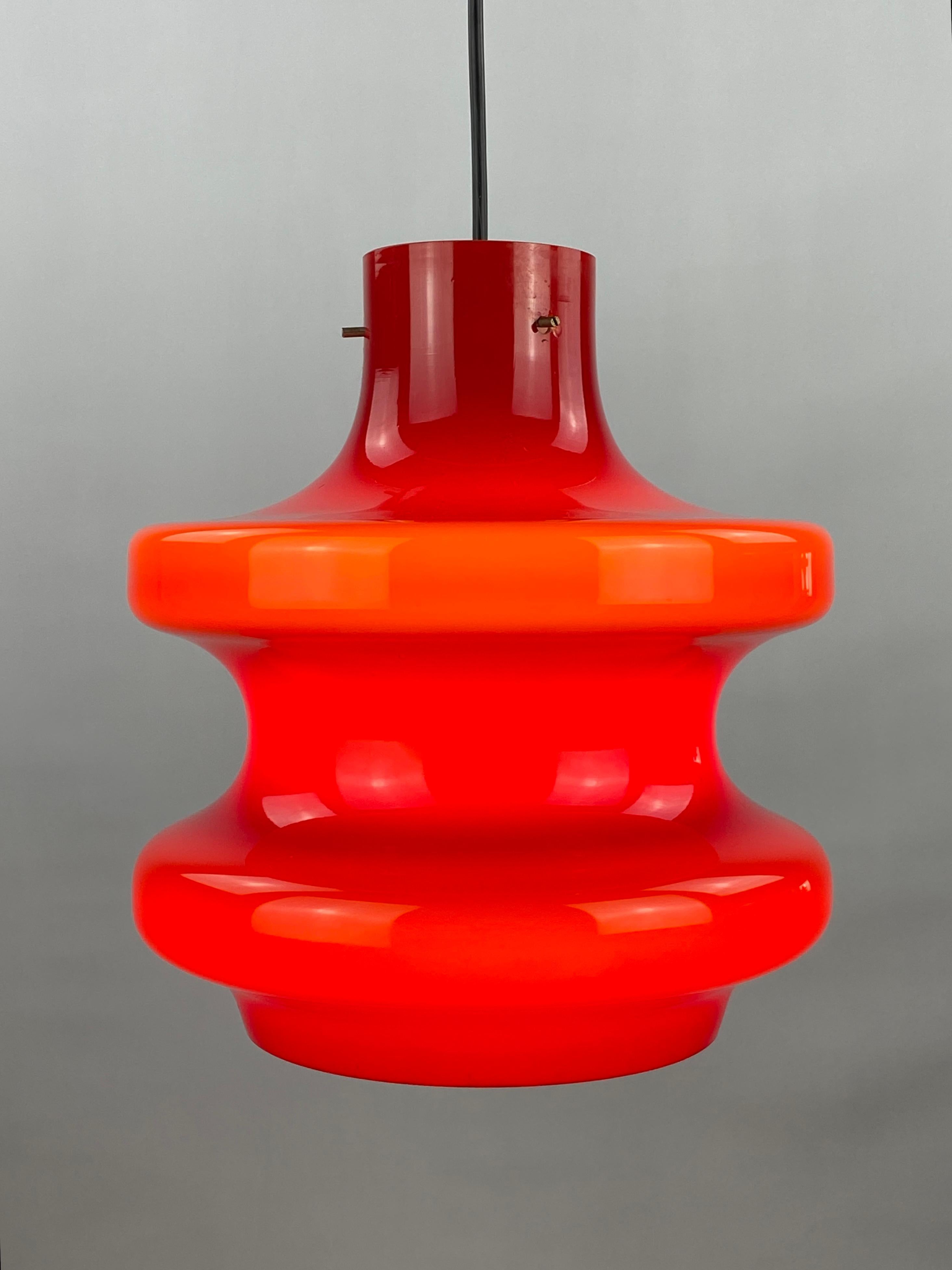 20th Century Large cherry red glass pendant light by Peill and Putzler XL 1960 For Sale