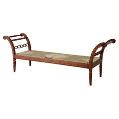Antique Large cherry wood bench with beautiful chain decoration