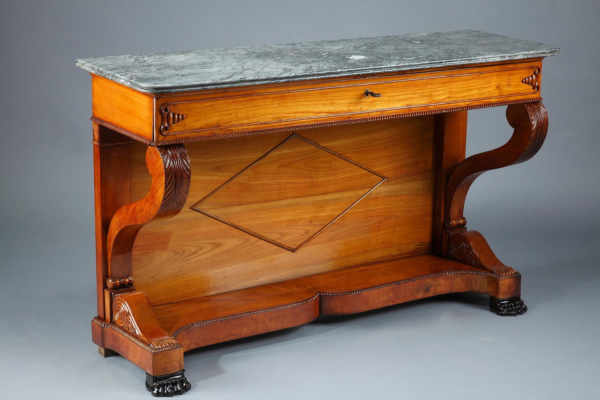 Restauration Large Cherry Wood Console, 19th Century For Sale