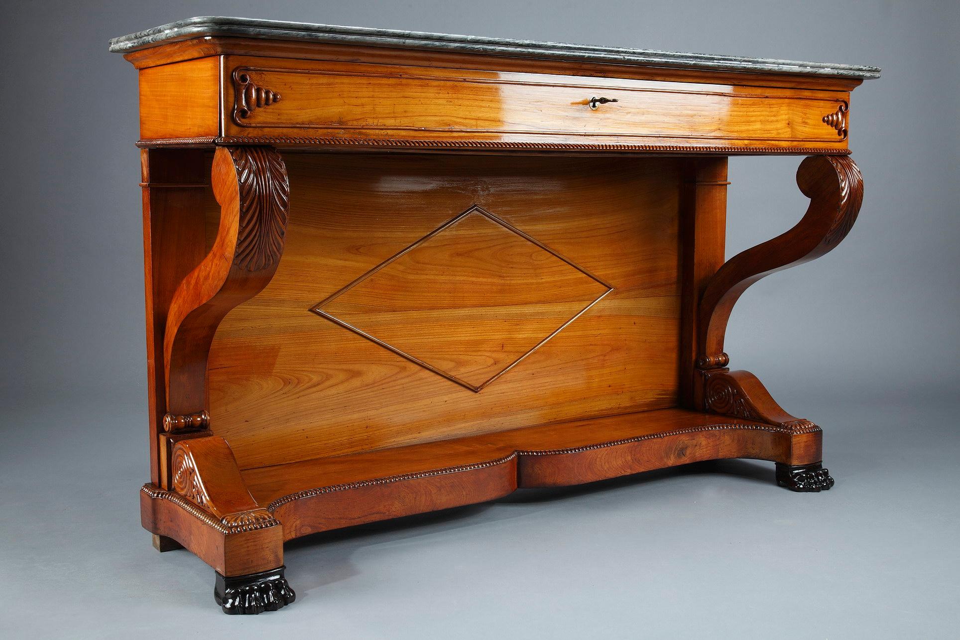 French Large Cherry Wood Console, 19th Century For Sale