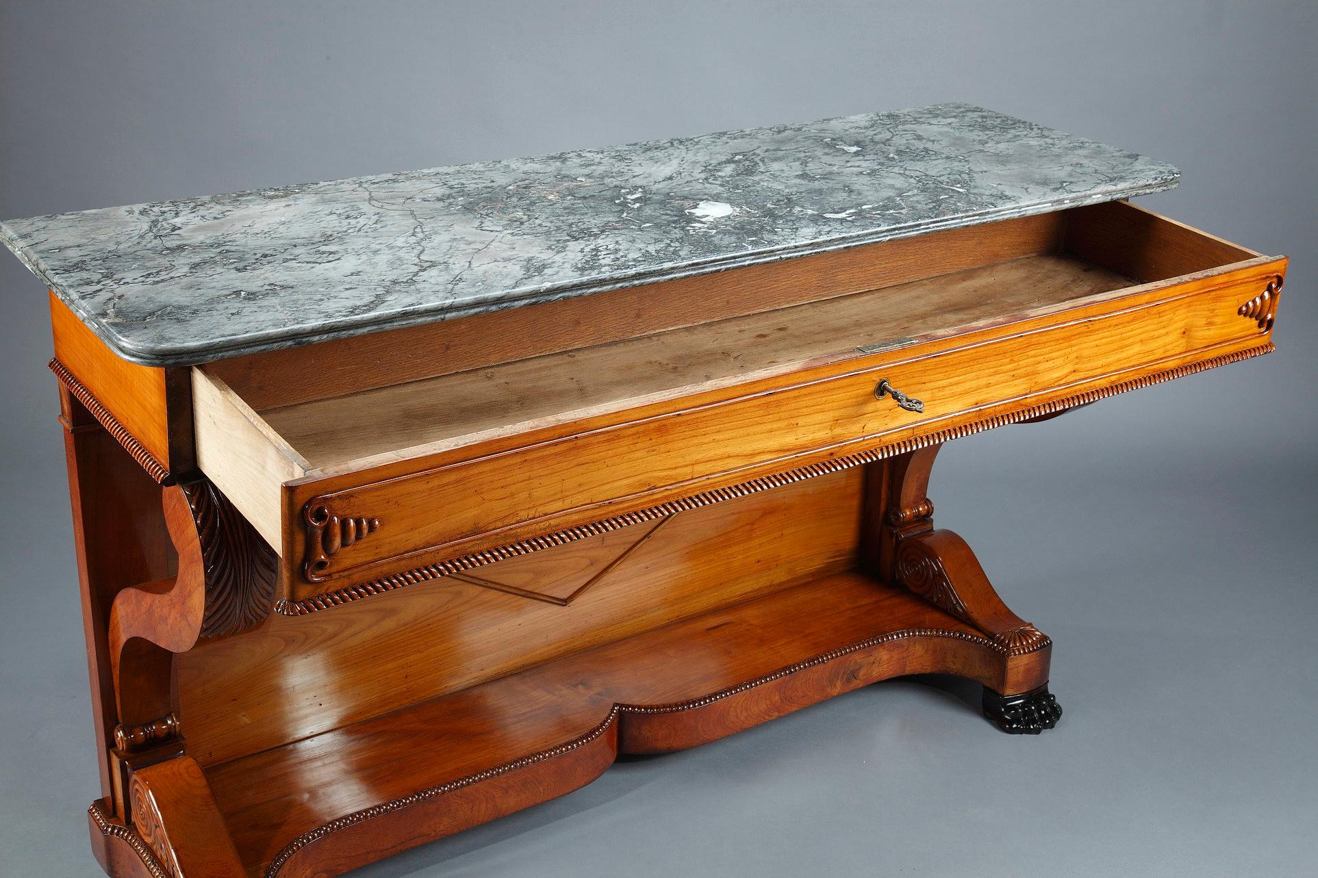 Woodwork Large Cherry Wood Console, 19th Century For Sale