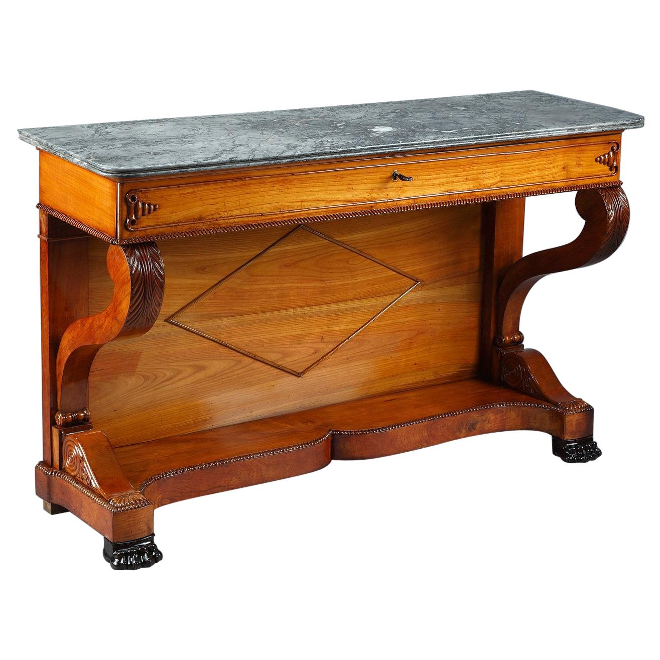 Large Cherry Wood Console, 19th Century