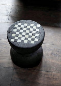 Large Chess and Checkers Wood Lathed Table