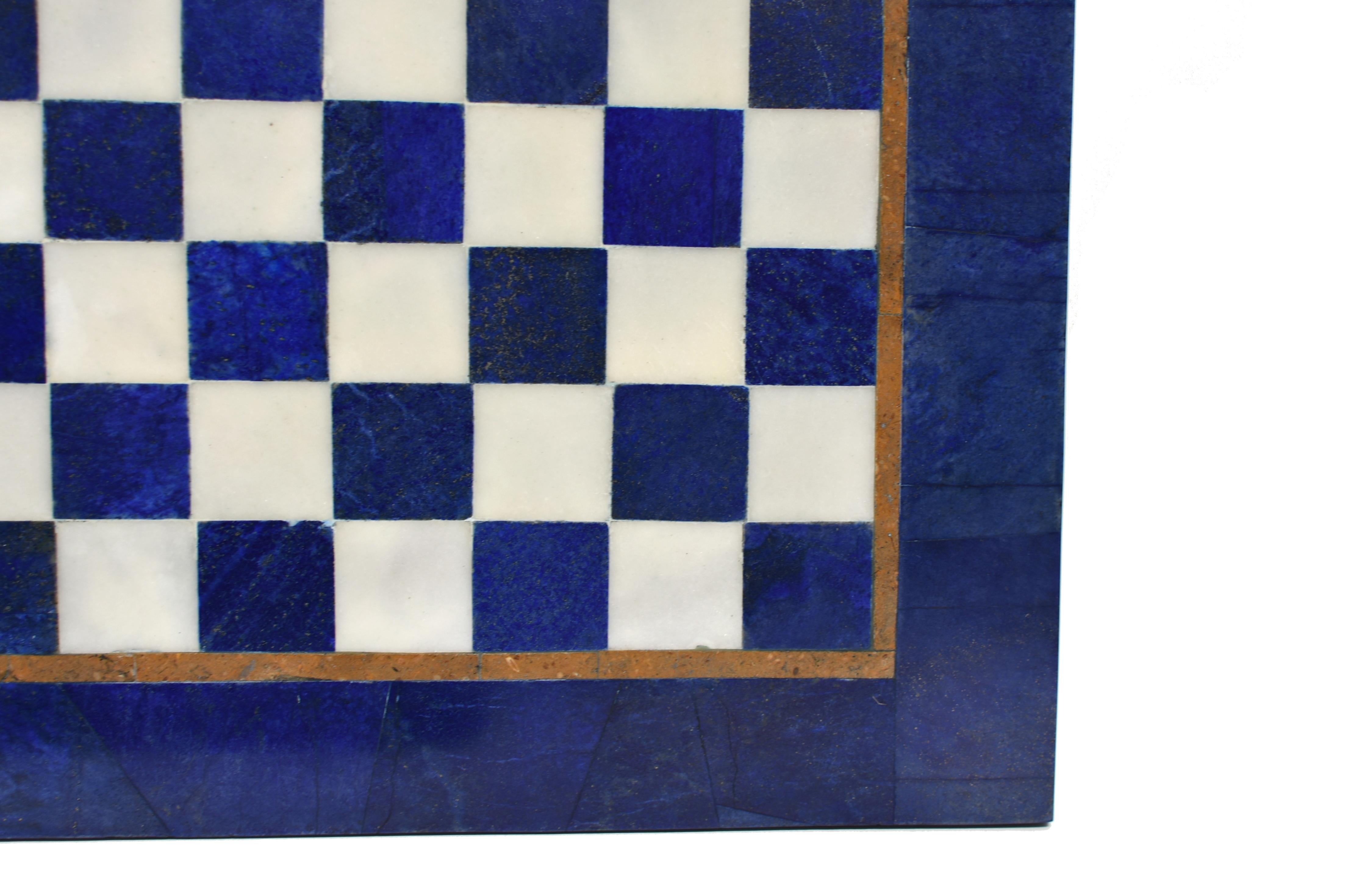 Großes Schachspiel Set Edelstein Lapis und Marmor 15,5