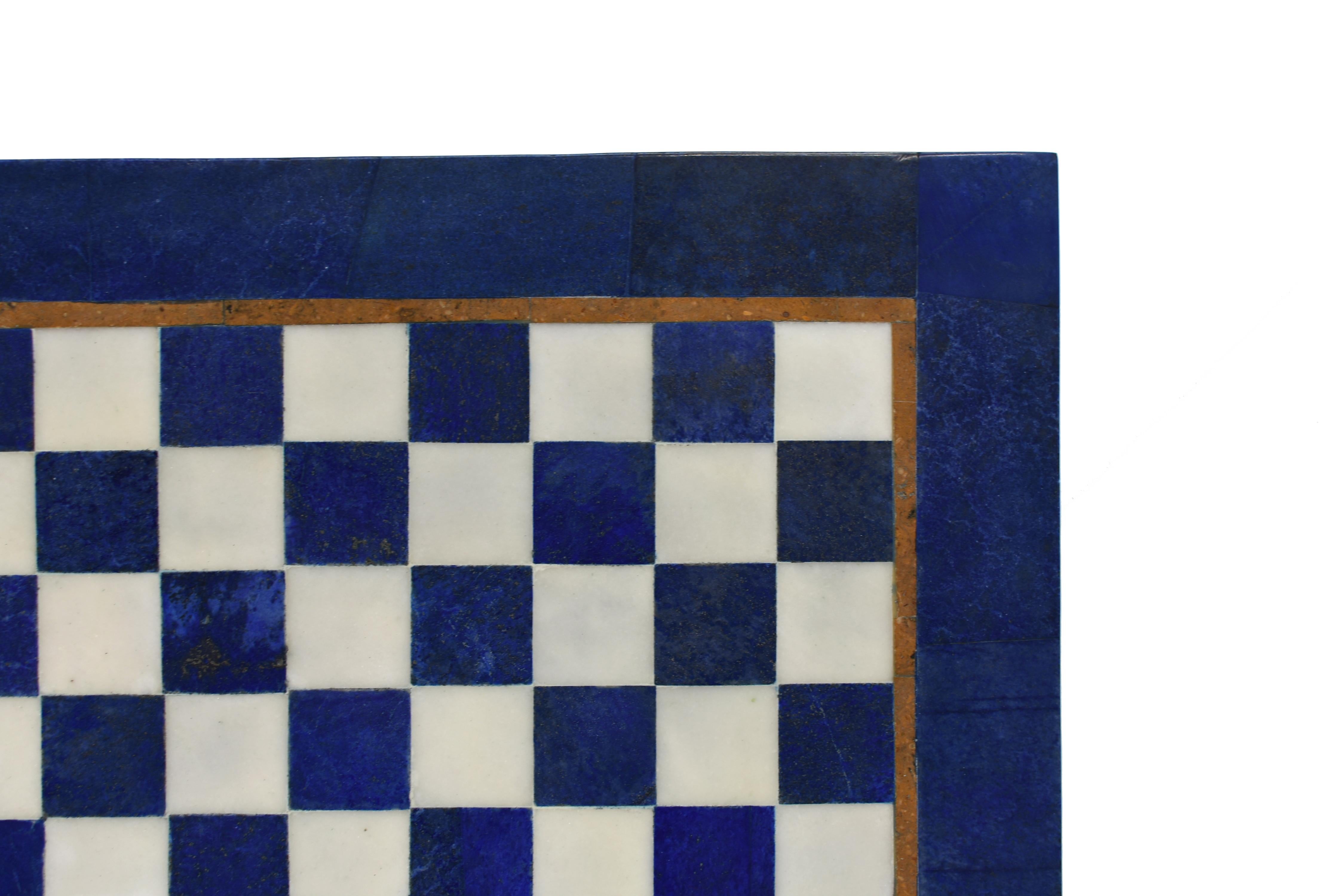 Großes Schachspiel Set Edelstein Lapis und Marmor 15,5