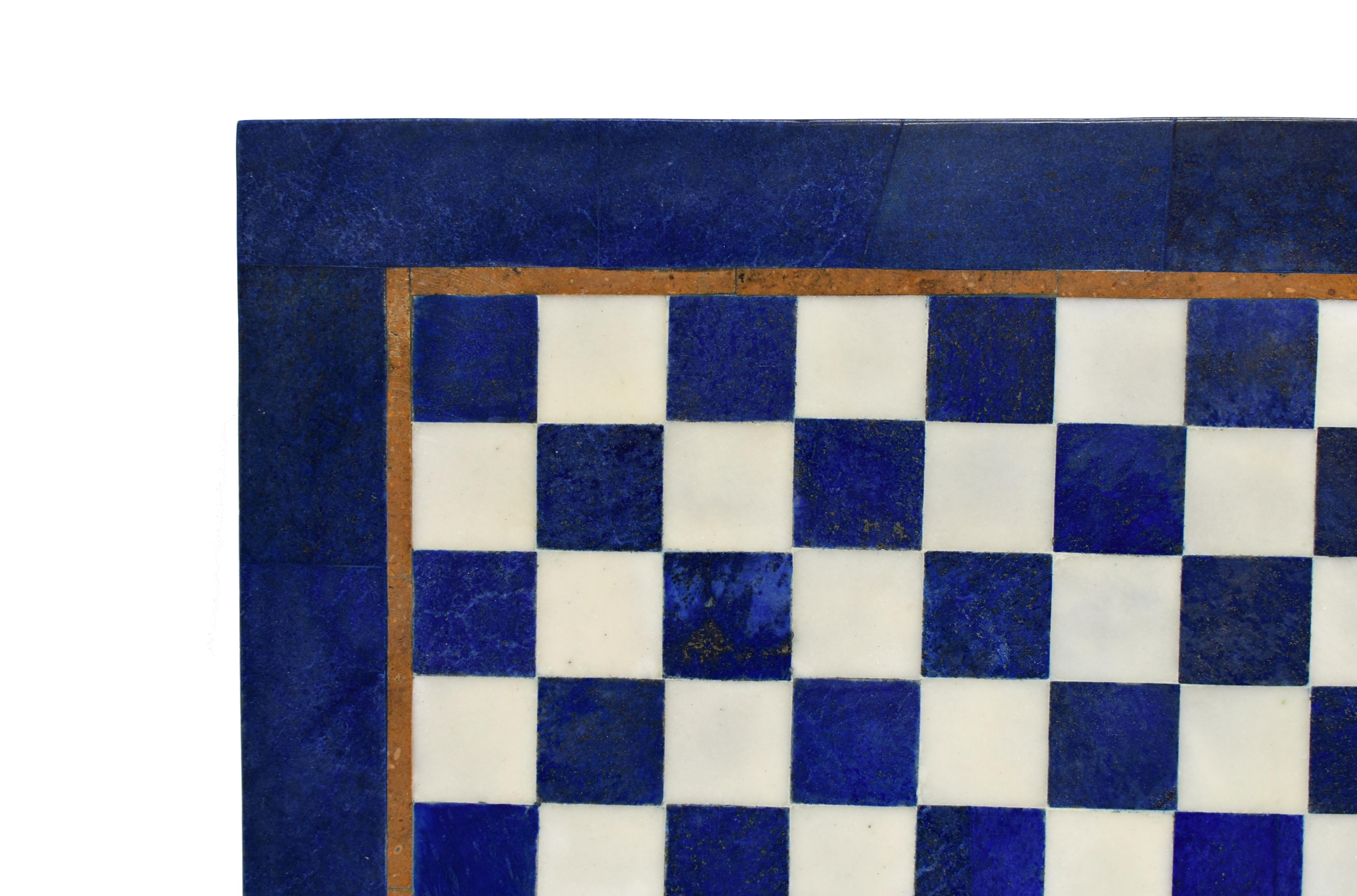 Großes Schachspiel Set Edelstein Lapis und Marmor 15,5