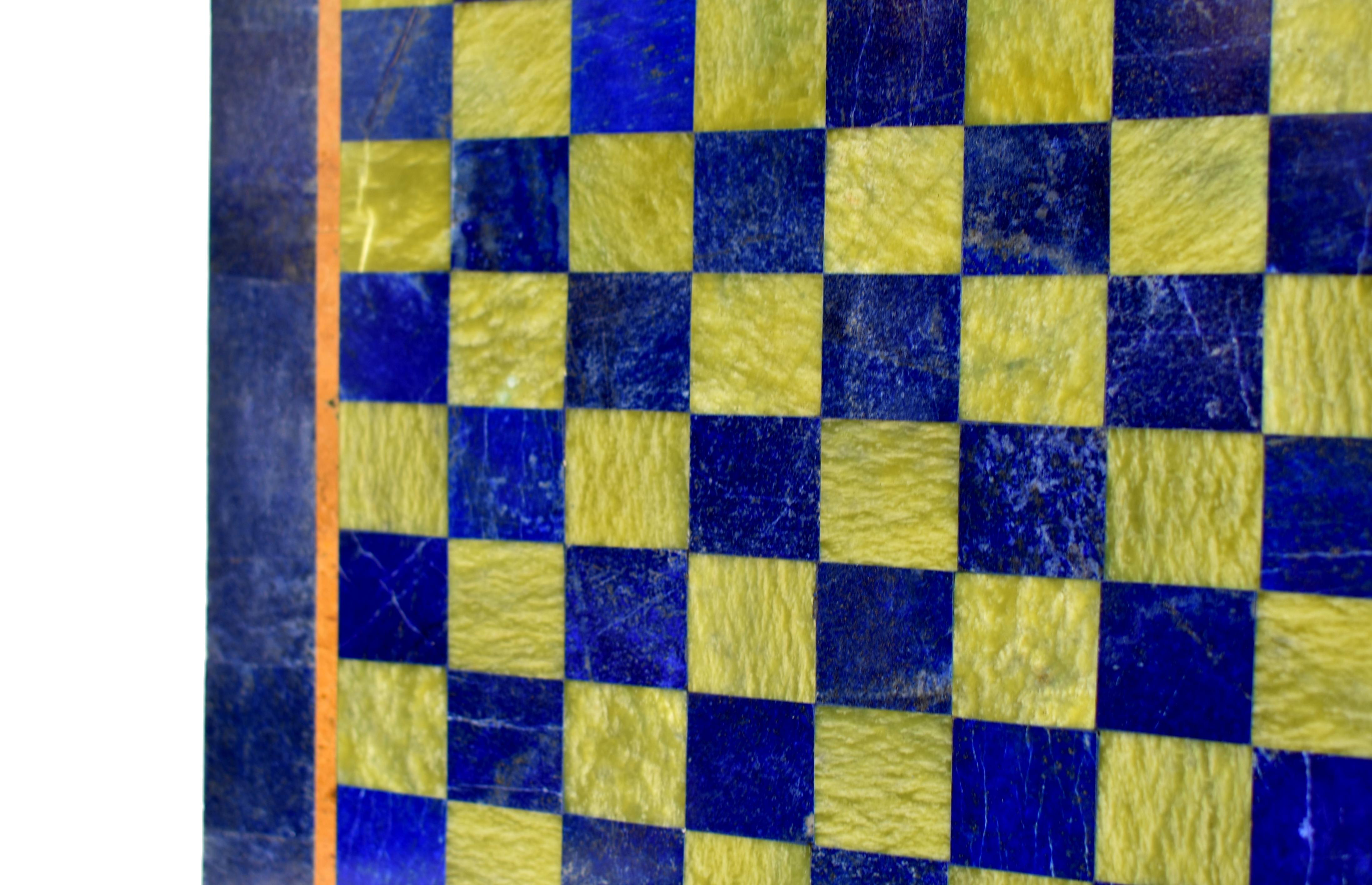 Large Chess Set Gemstone Lapis Serpentine 15.5